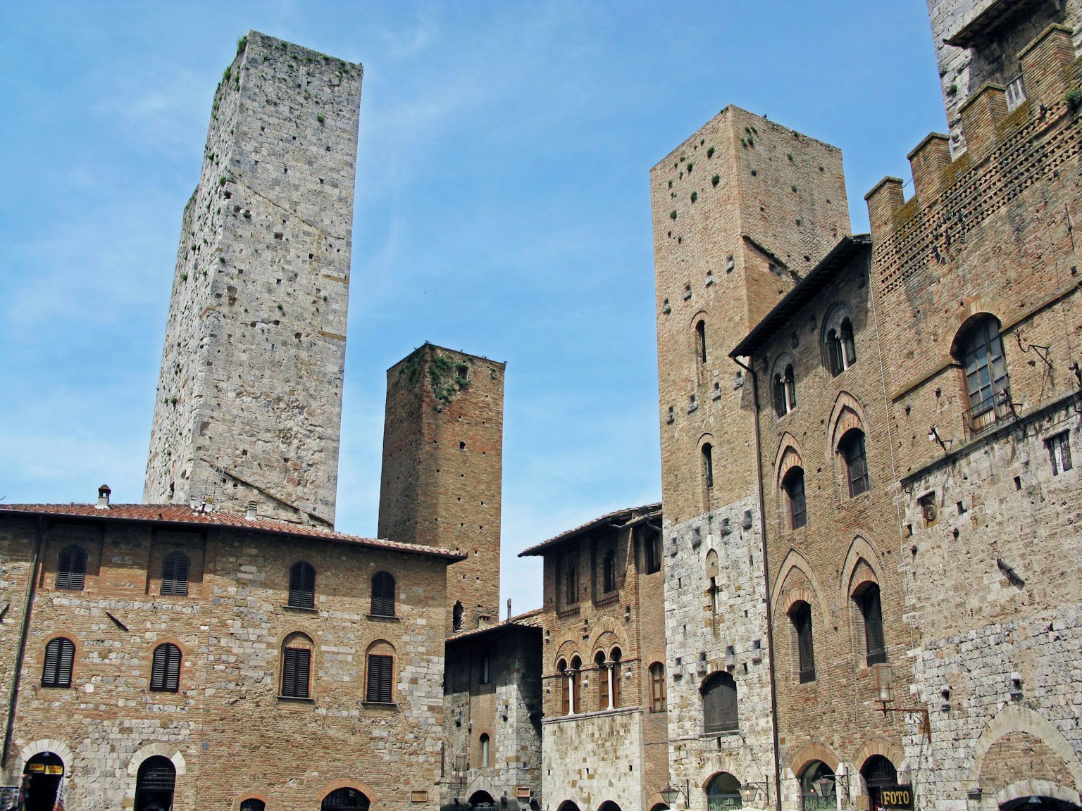 View of San Gimignano towers and medieval buildings