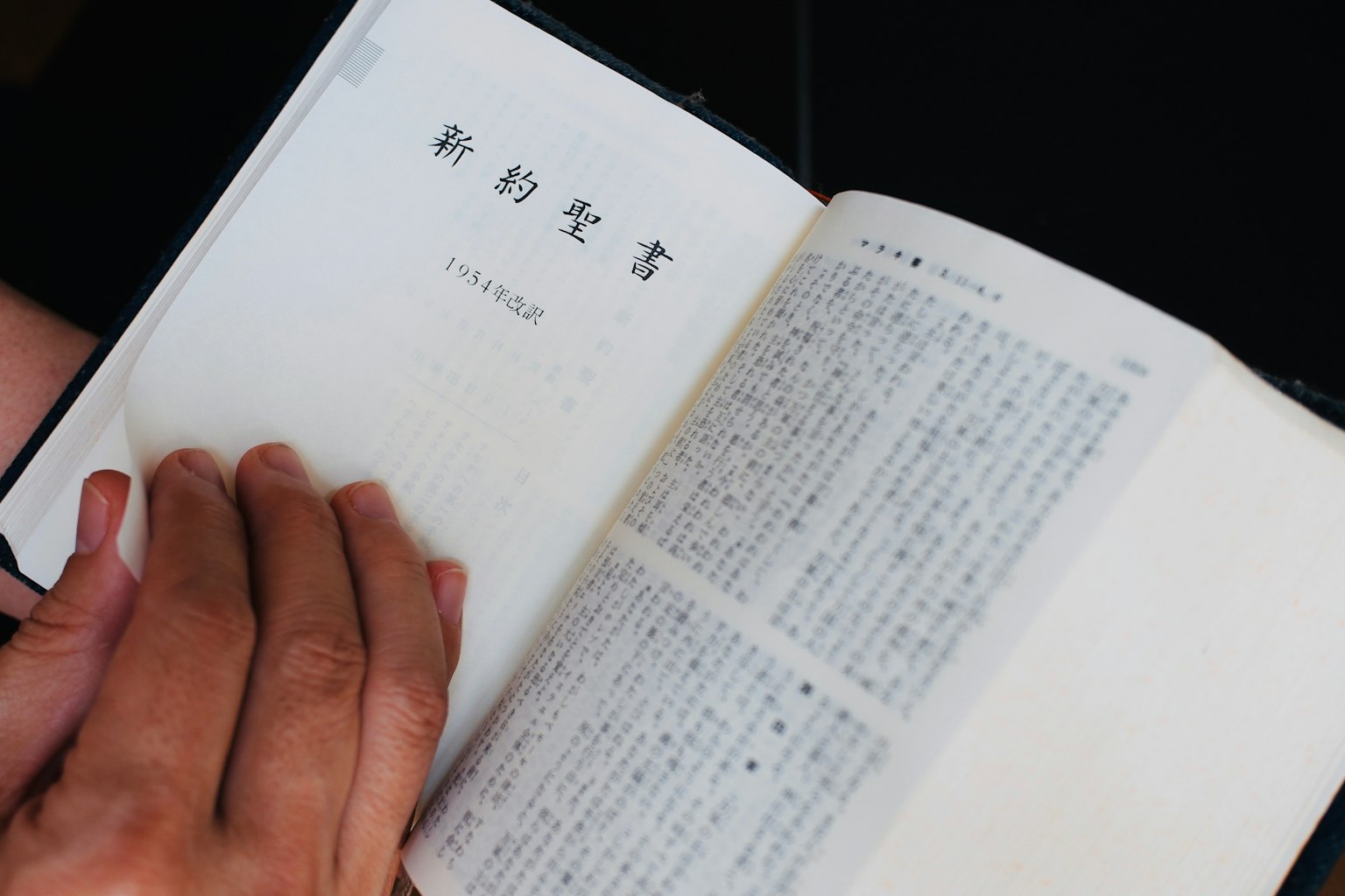 一本手持的打開書籍展示頁面上的文字