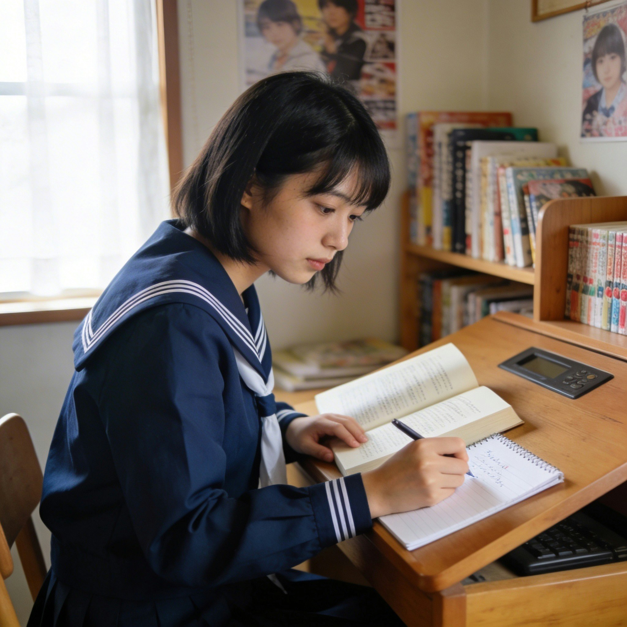 自室で勉強する学生の学習風景