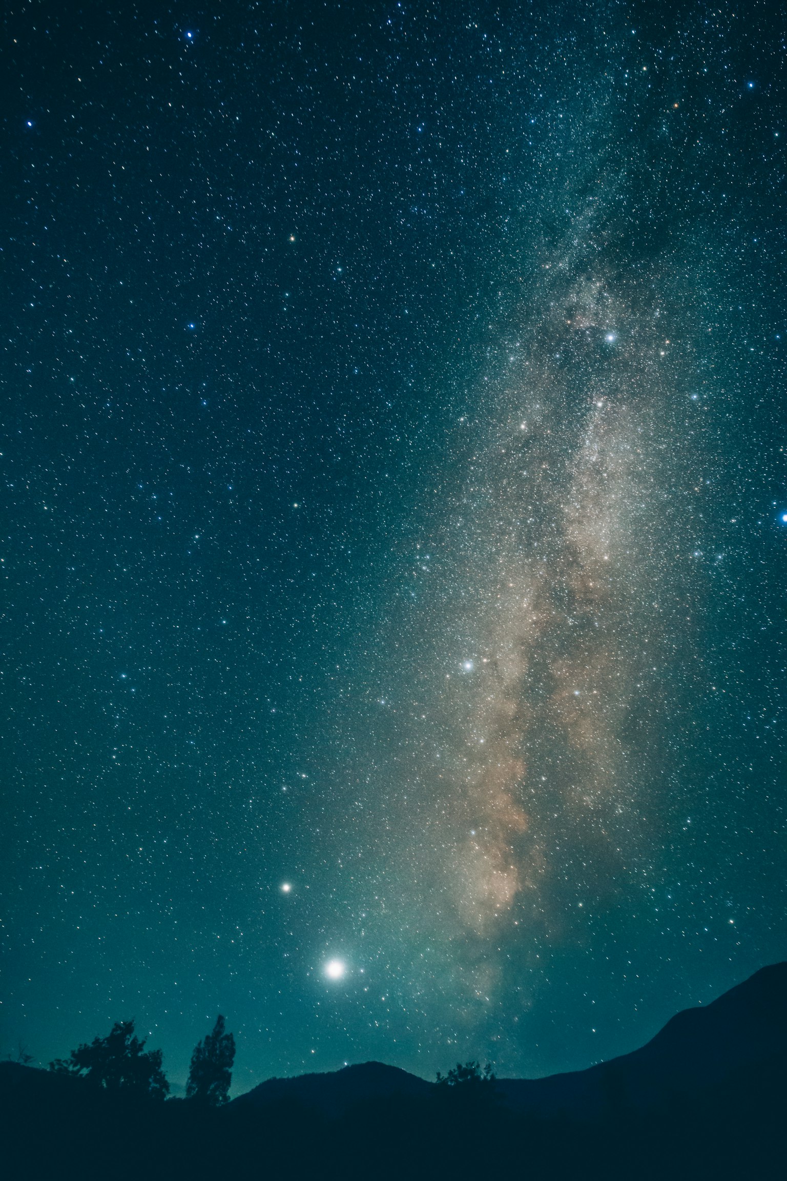Incantevole cielo notturno con la Via Lattea e innumerevoli stelle