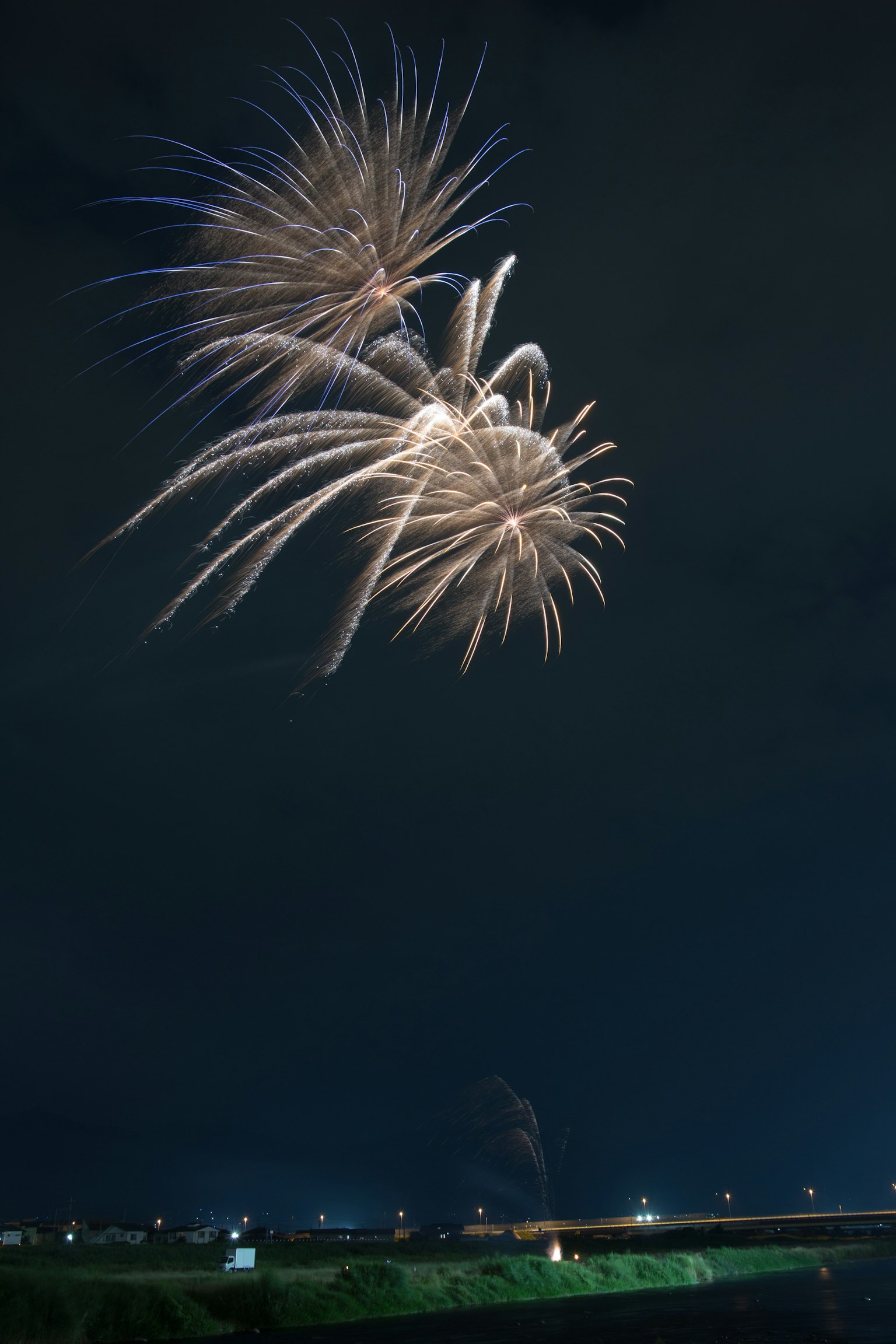 Bella foto di fuochi d'artificio che fioriscono nel cielo notturno