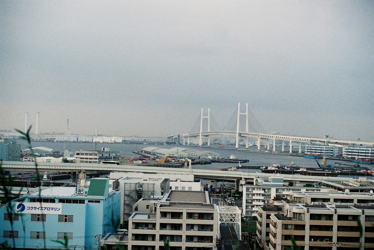 城市景觀，包括橫濱港和灣橋