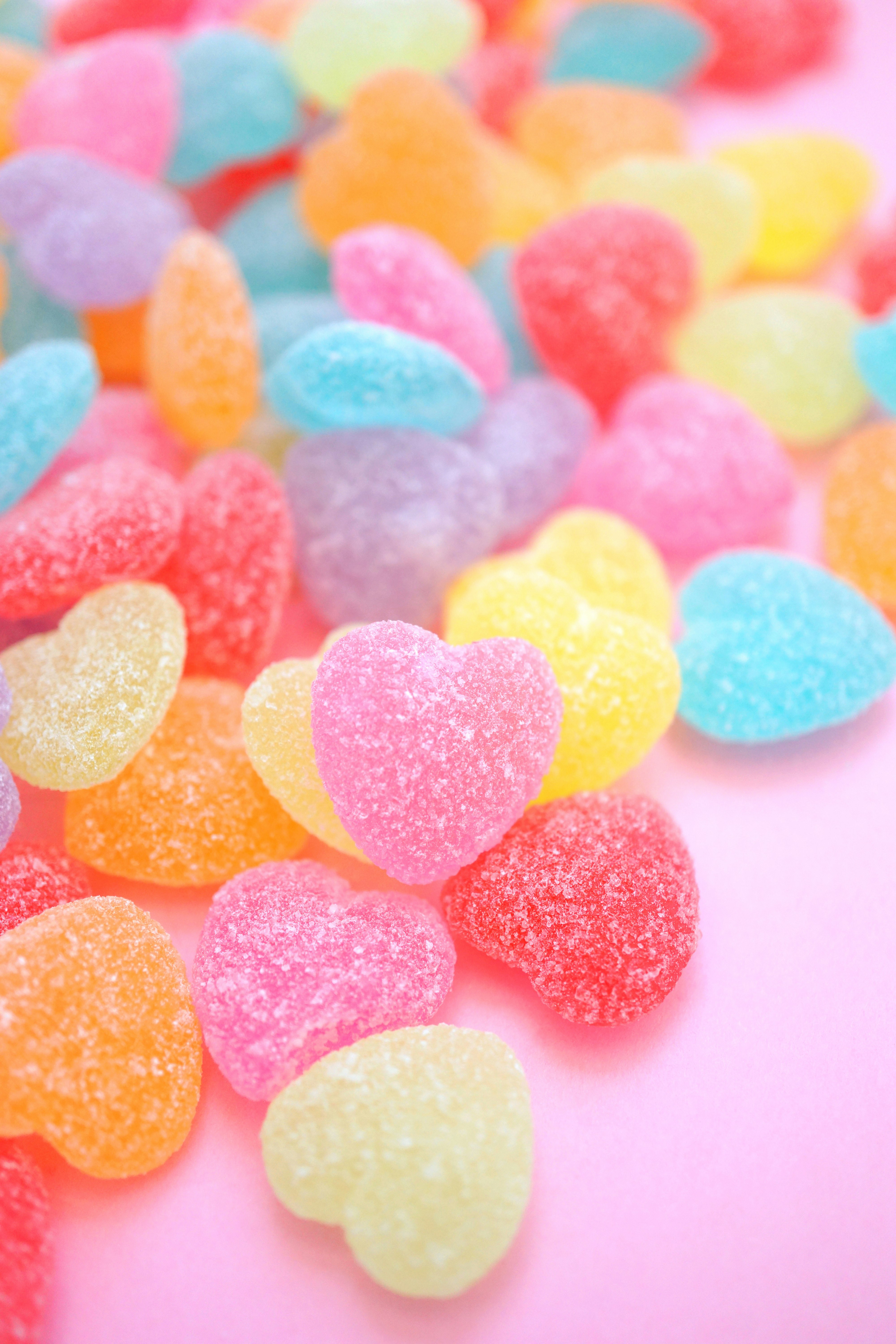 Close-up of colorful heart-shaped candies image