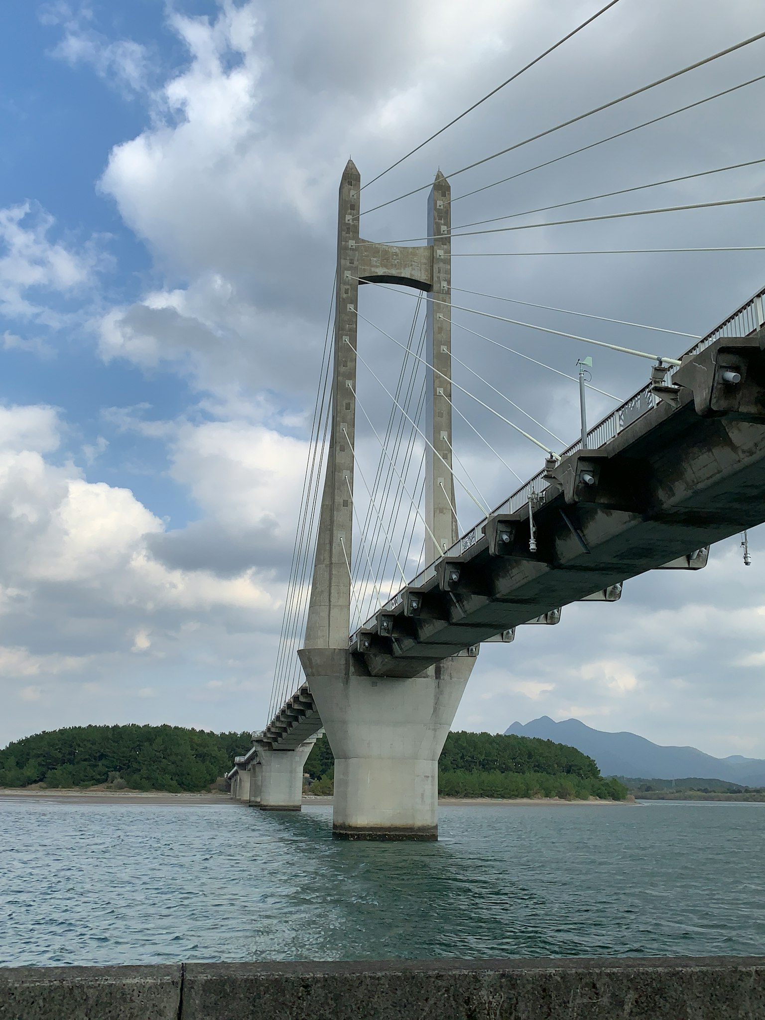 Foto che mostra la struttura del ponte e il paesaggio circostante