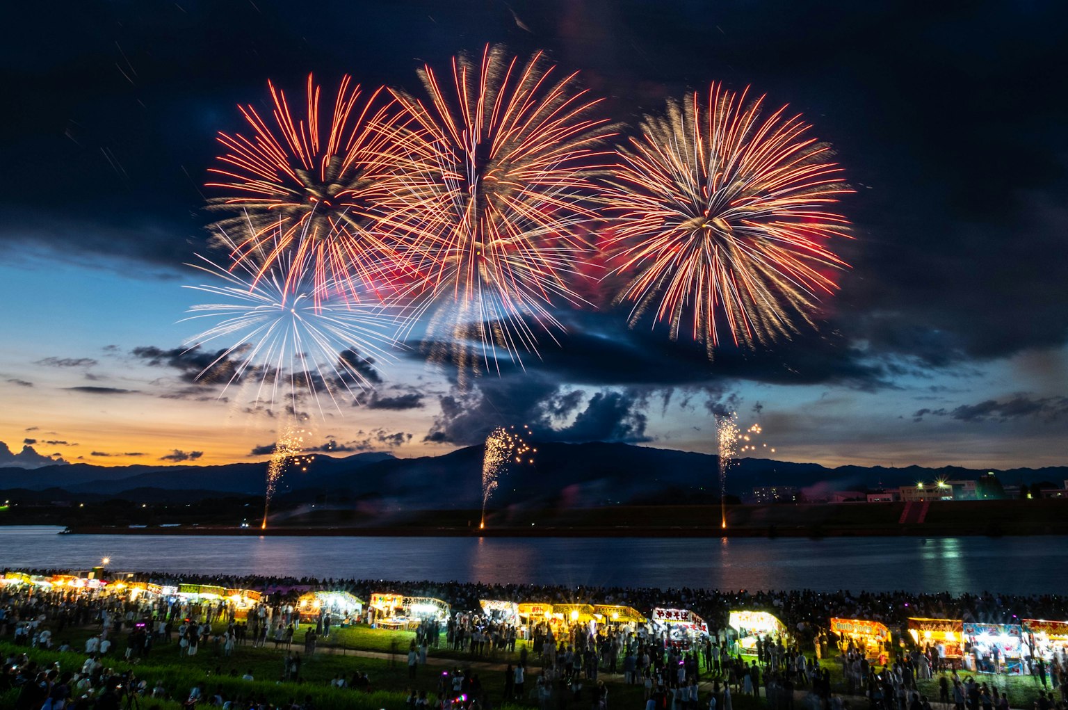 Beautiful view of fireworks lighting up the night sky