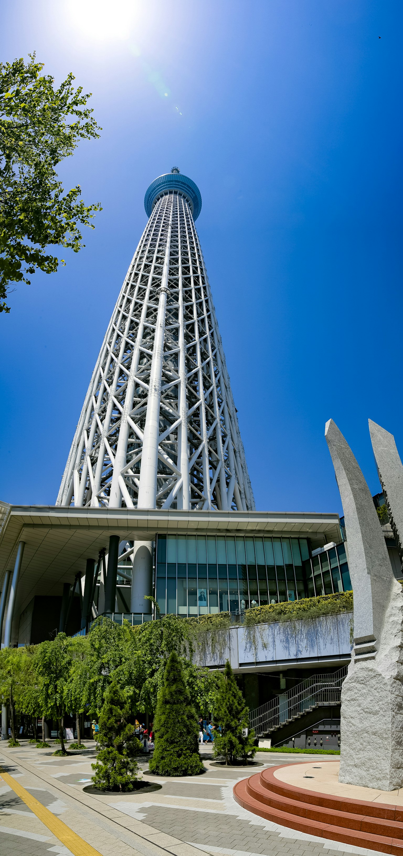 Tokyo Skytree towering against a clear blue sky