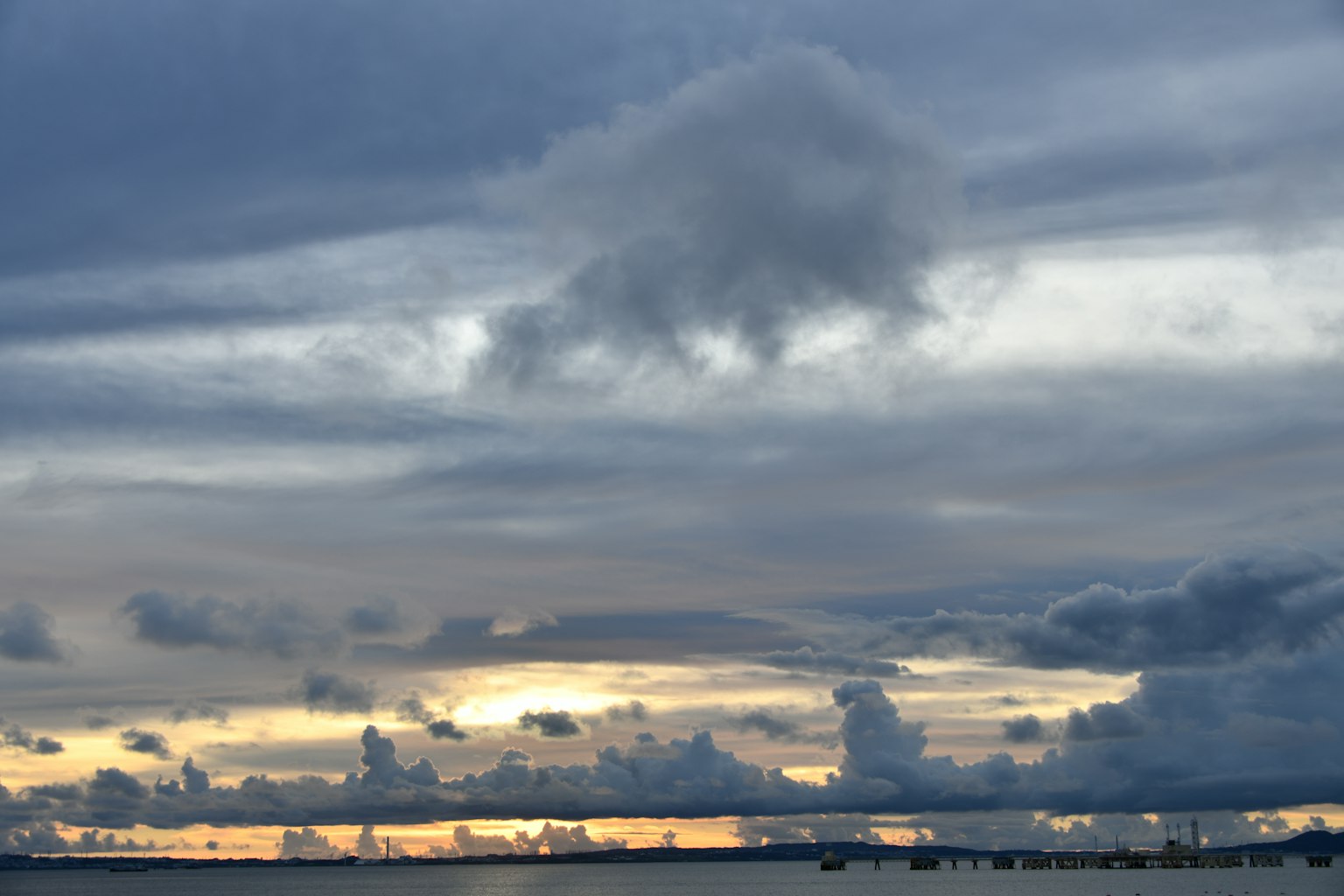 Cloudy sky with sunset over the sea