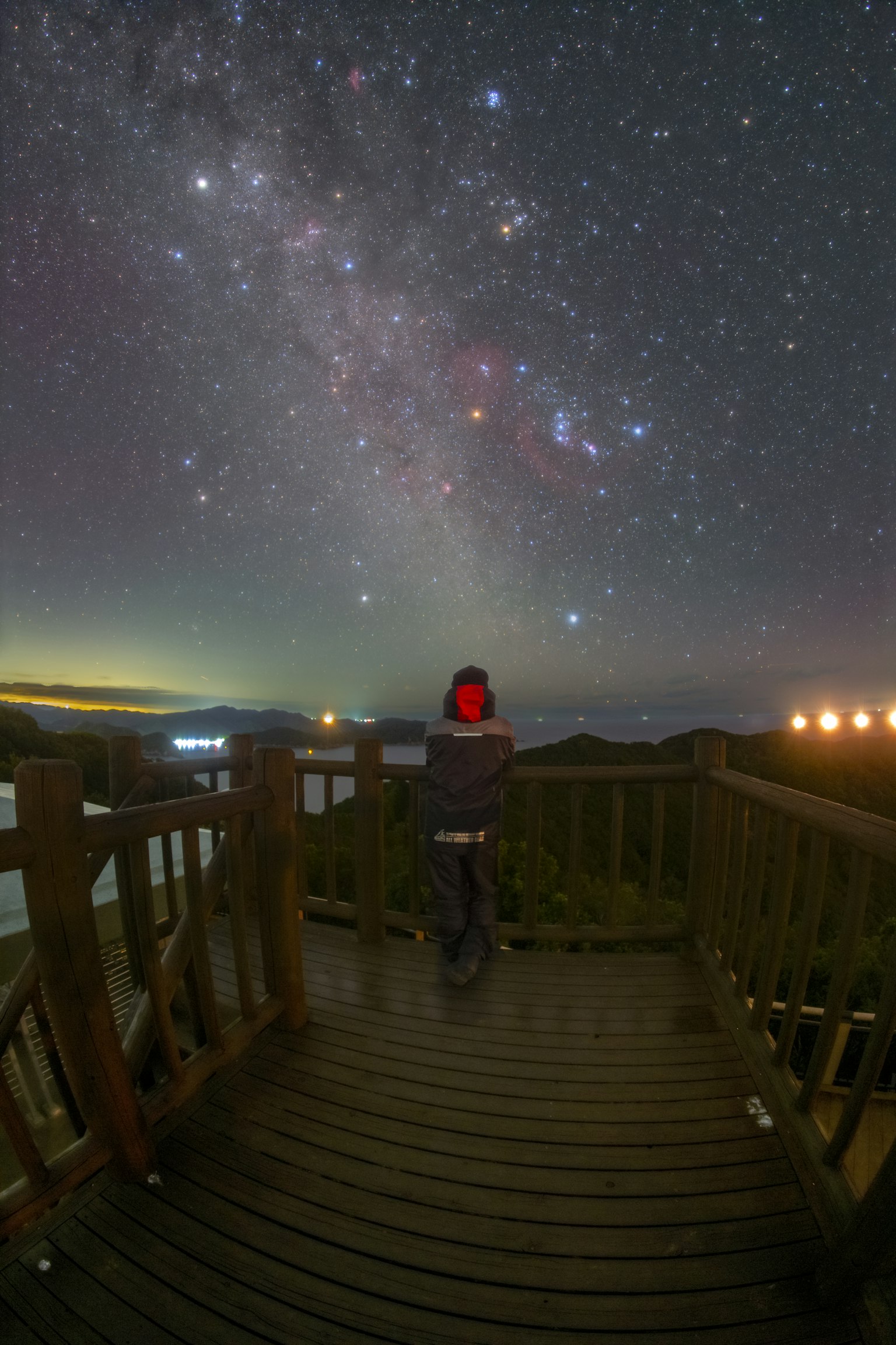 仰望星空的人與美麗的銀河