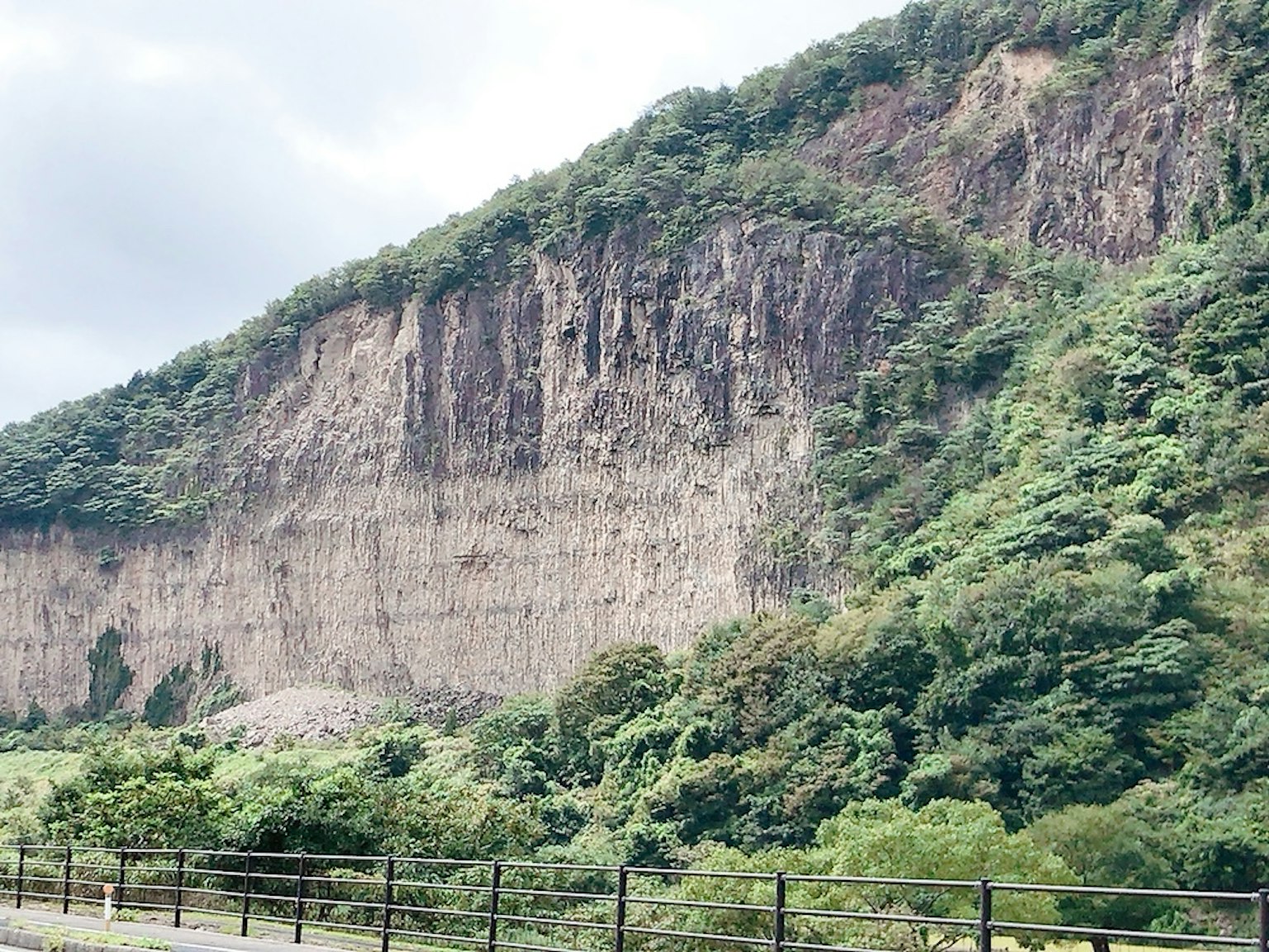 展示綠色山坡和懸崖部分的風景