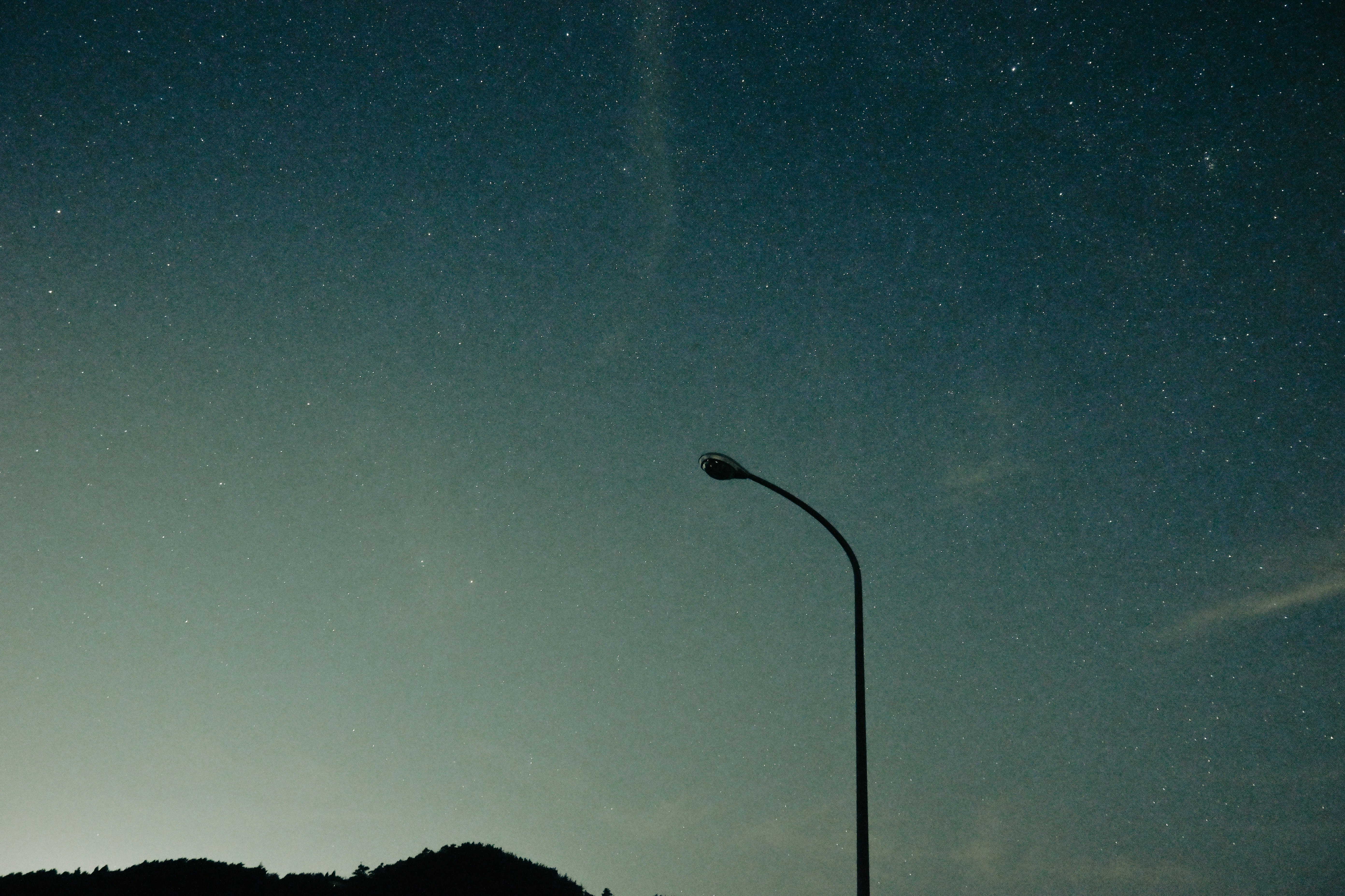 starry night sky with a streetlamp silhouette