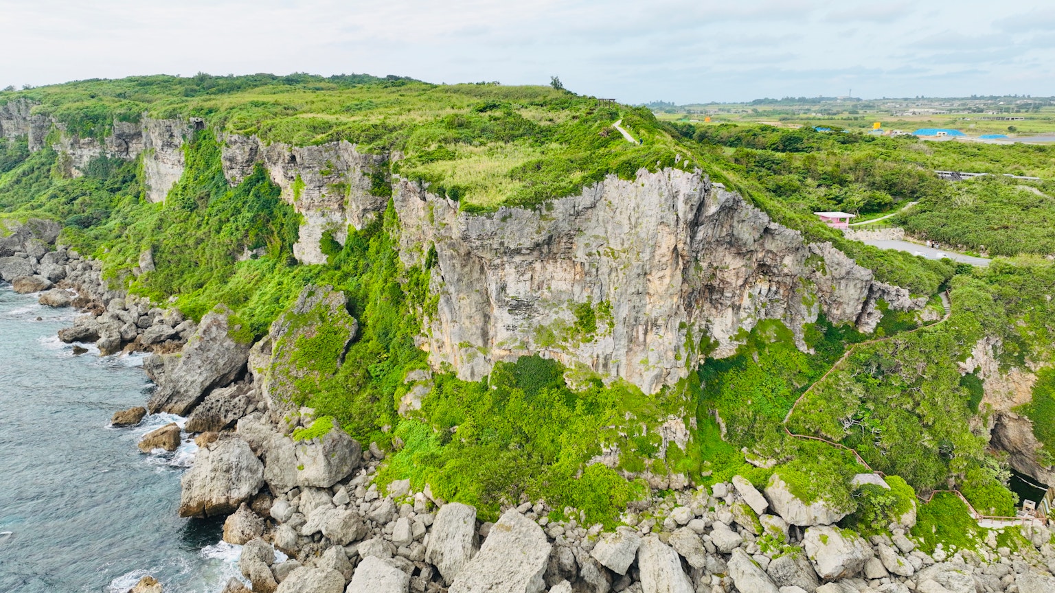 Lush green cliffside overlooking the coastline