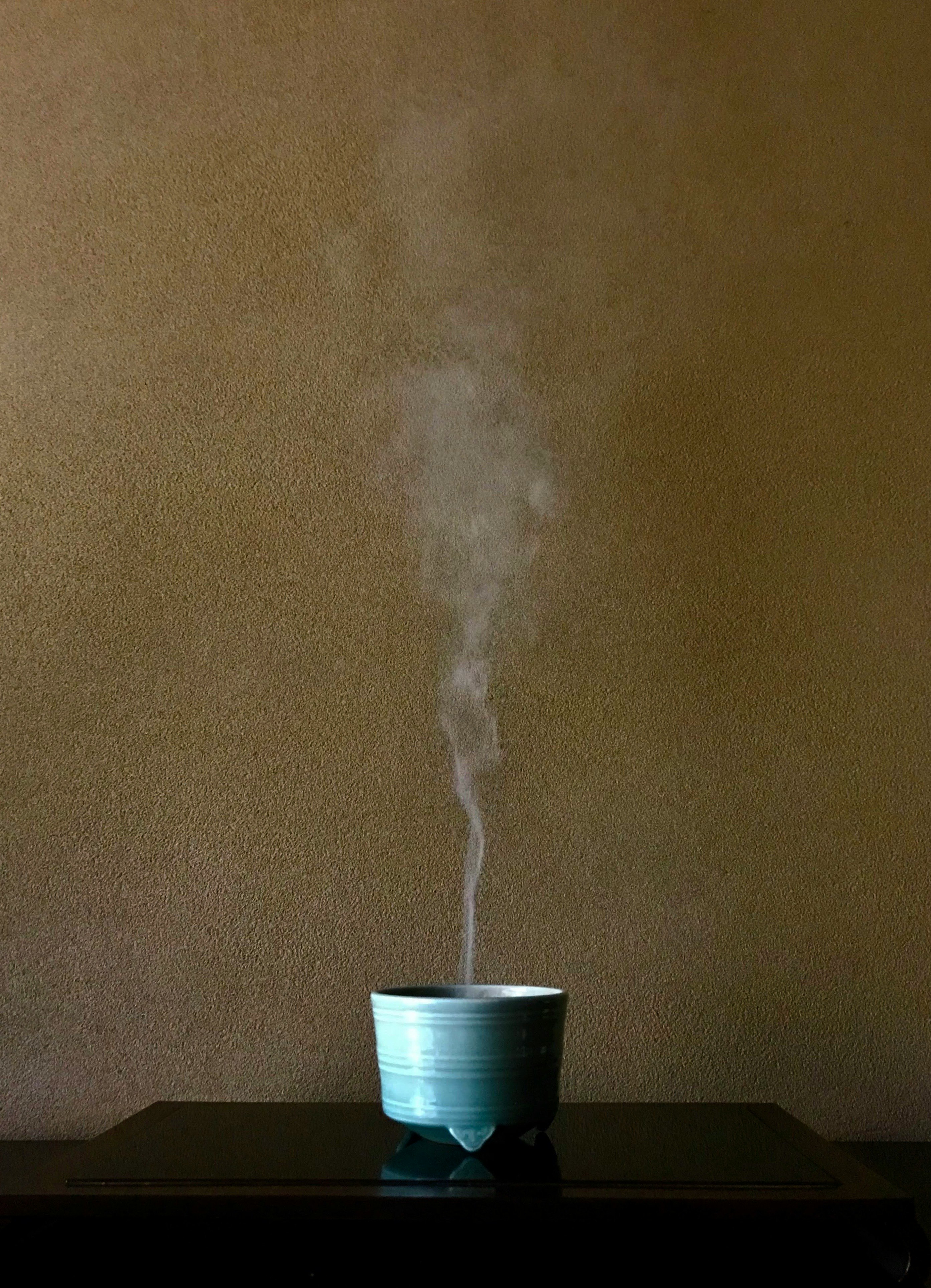 steaming tea cup