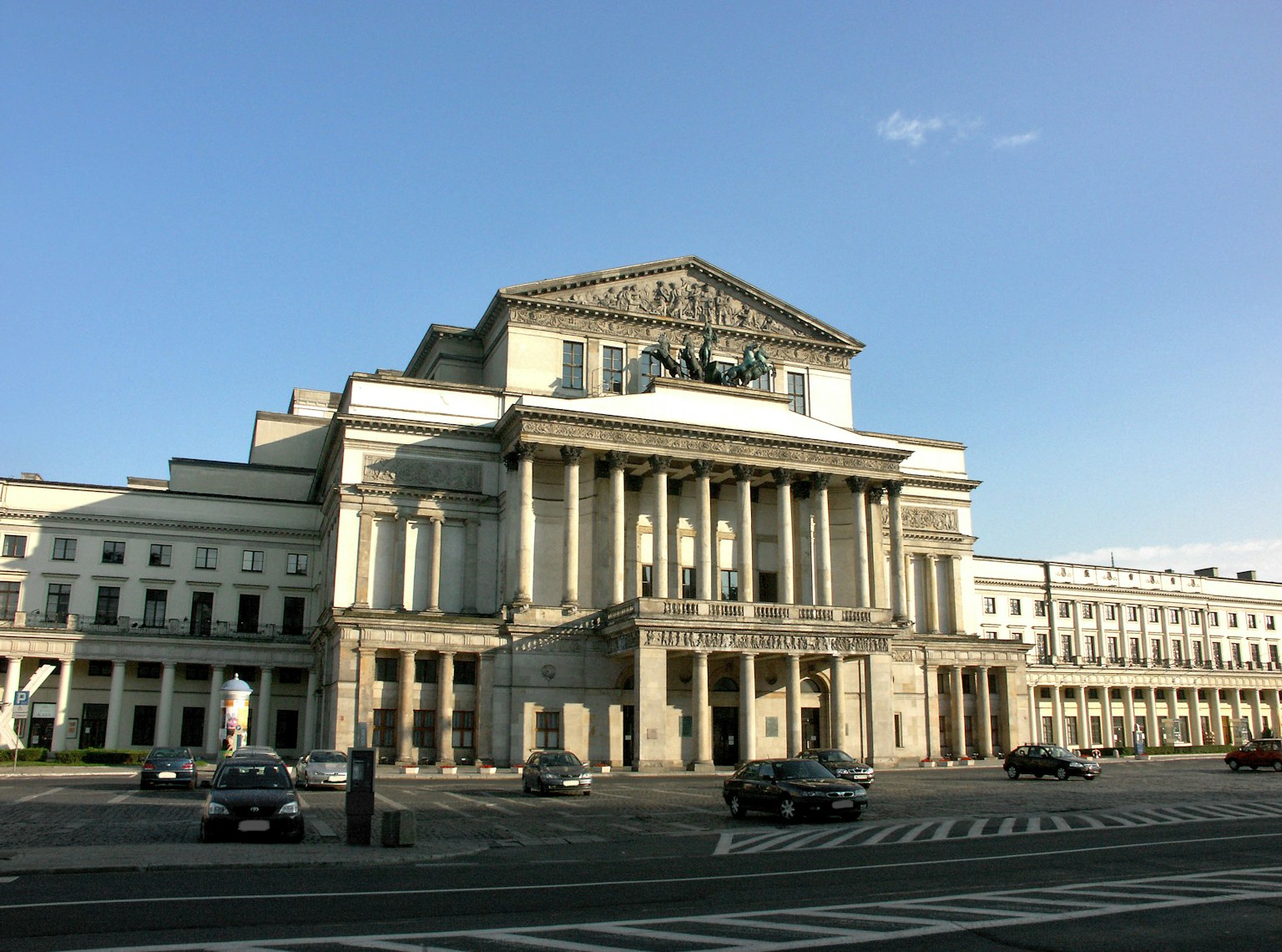 Grand opera house exterior with large columns
