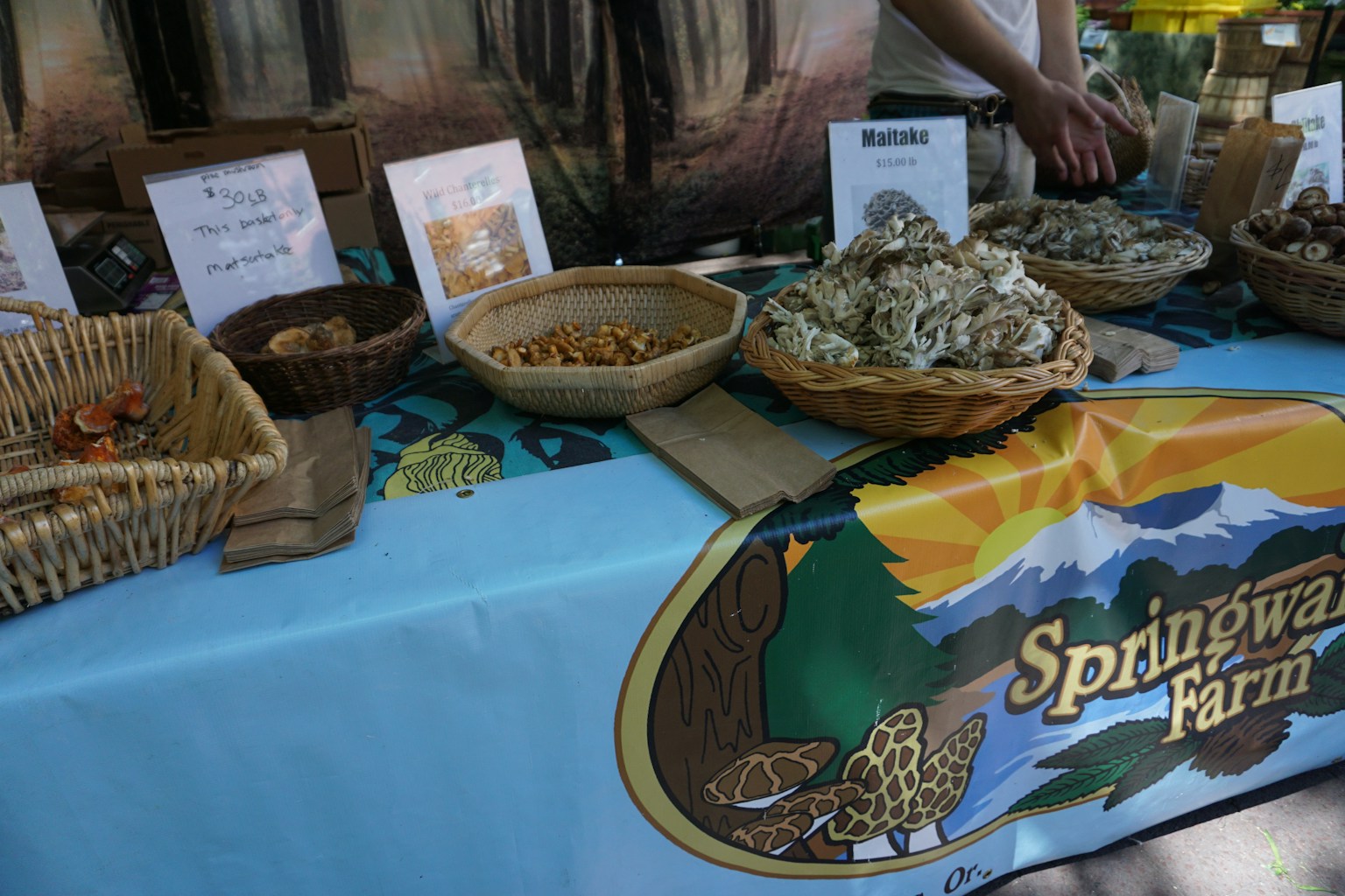 Exhibición de productos frescos de la granja Springway