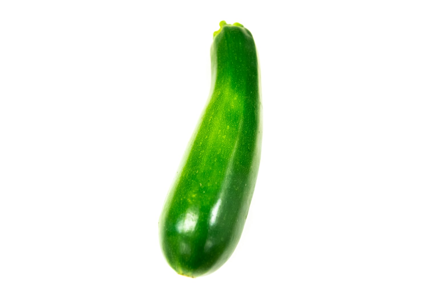 Una zucchina verde su sfondo bianco