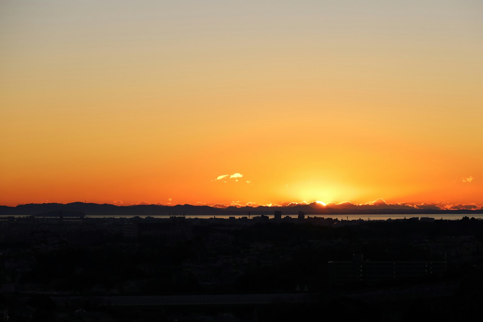 美麗的夕陽景觀在地平線上
