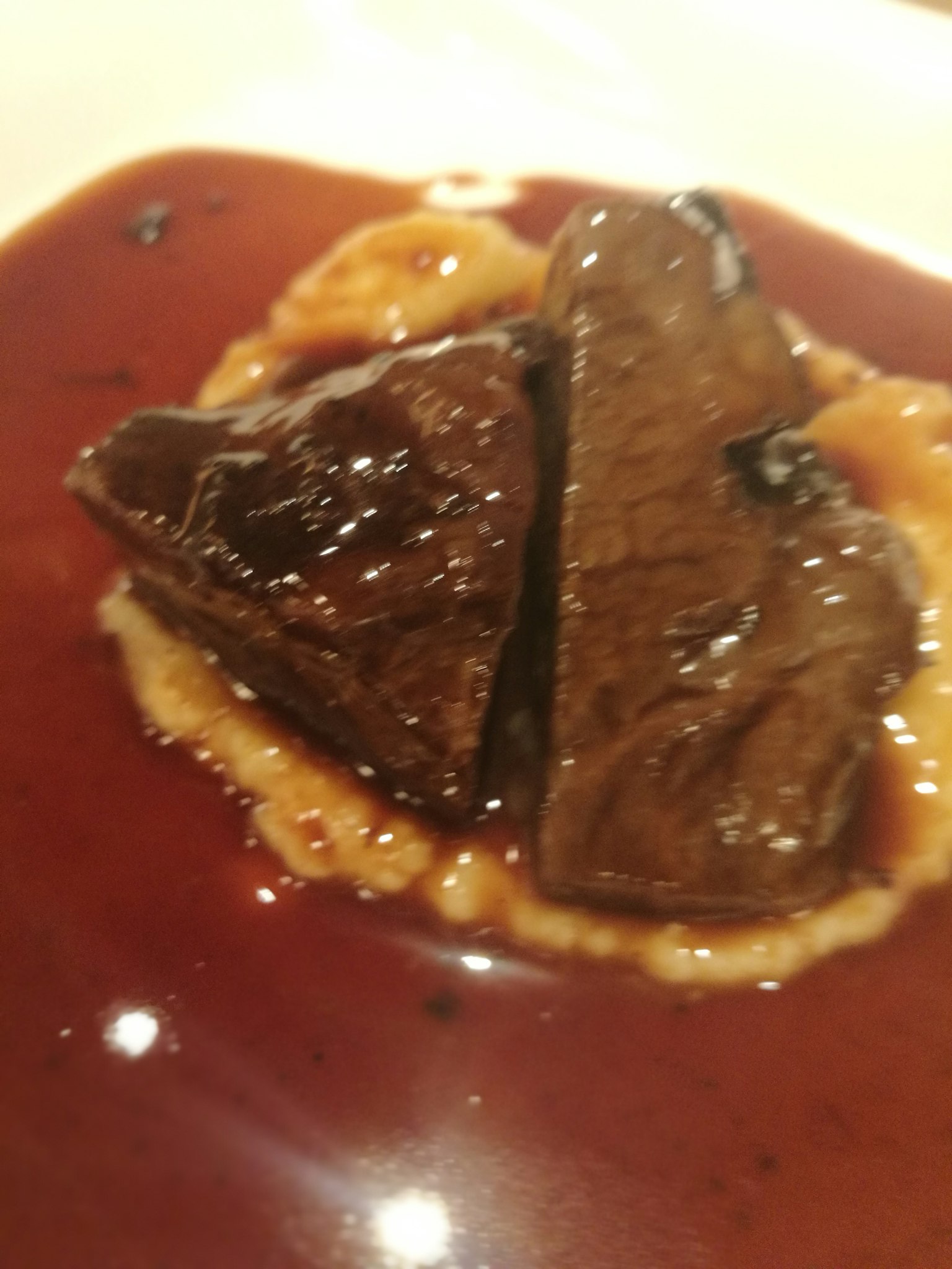 Deux morceaux de viande sur une assiette avec une sauce riche