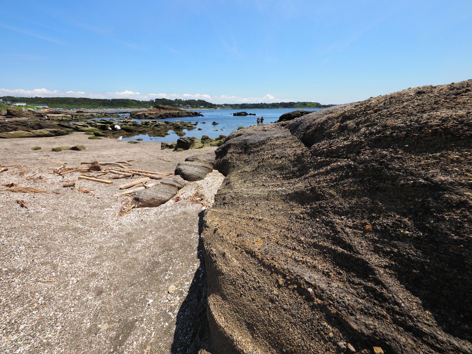 Coastal rocky landscape with blue sky