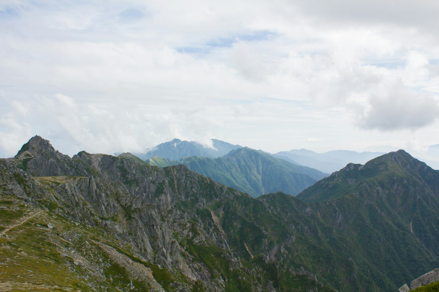 Vue panoramique de montagnes sous un ciel nuageux