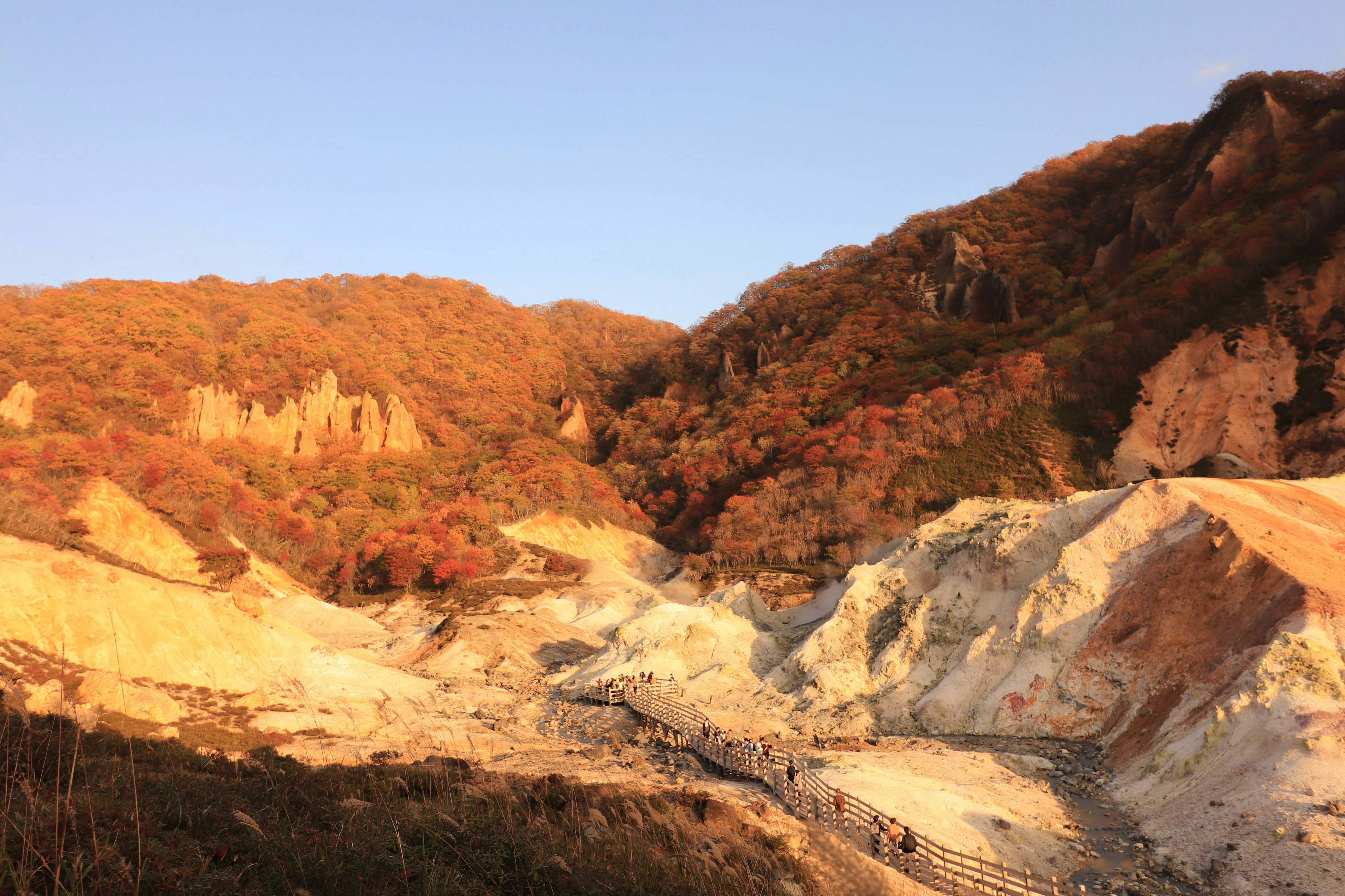 秋季山坡与山谷道路风景
