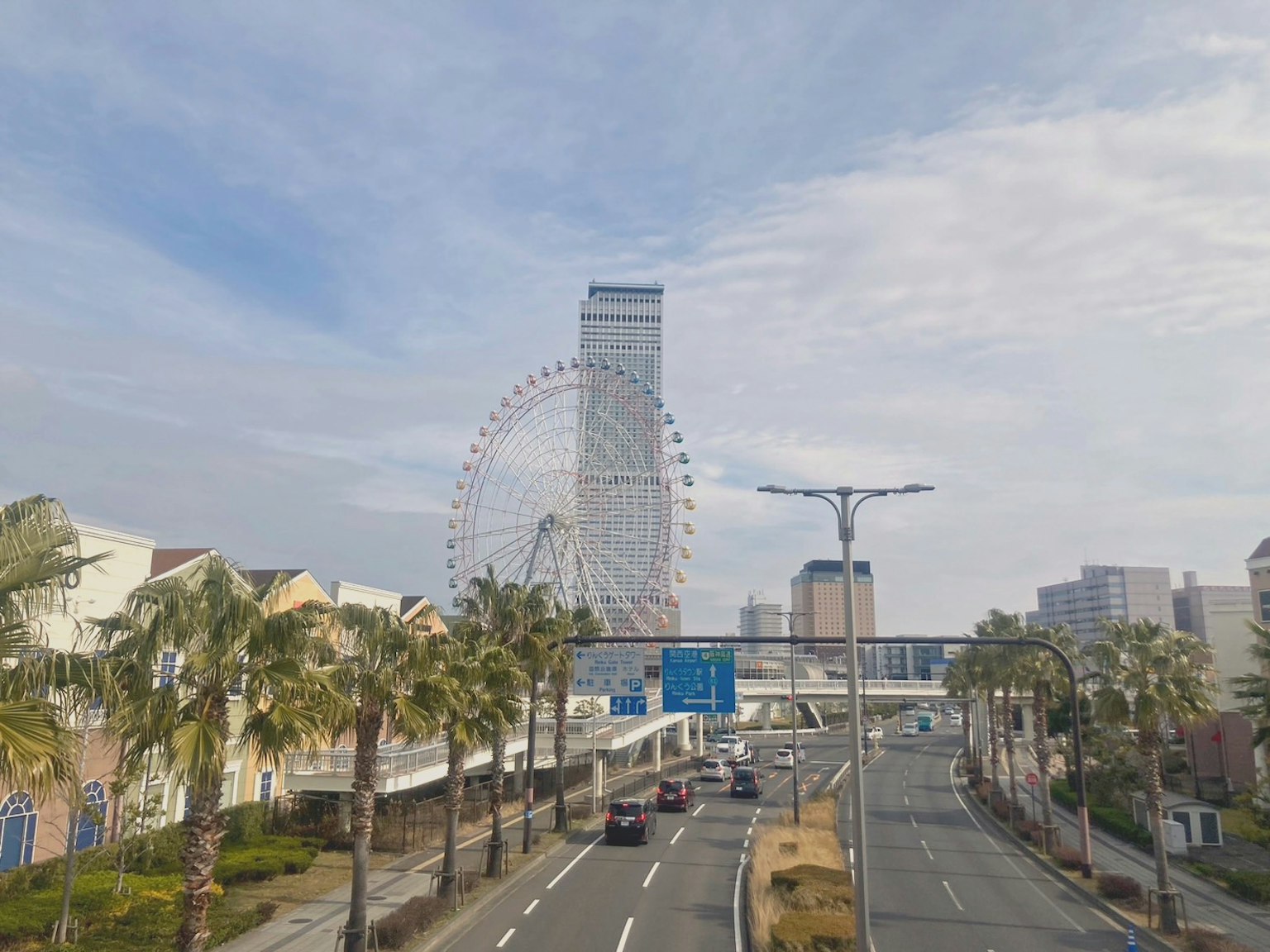 城市风景，包含高楼和摩天轮