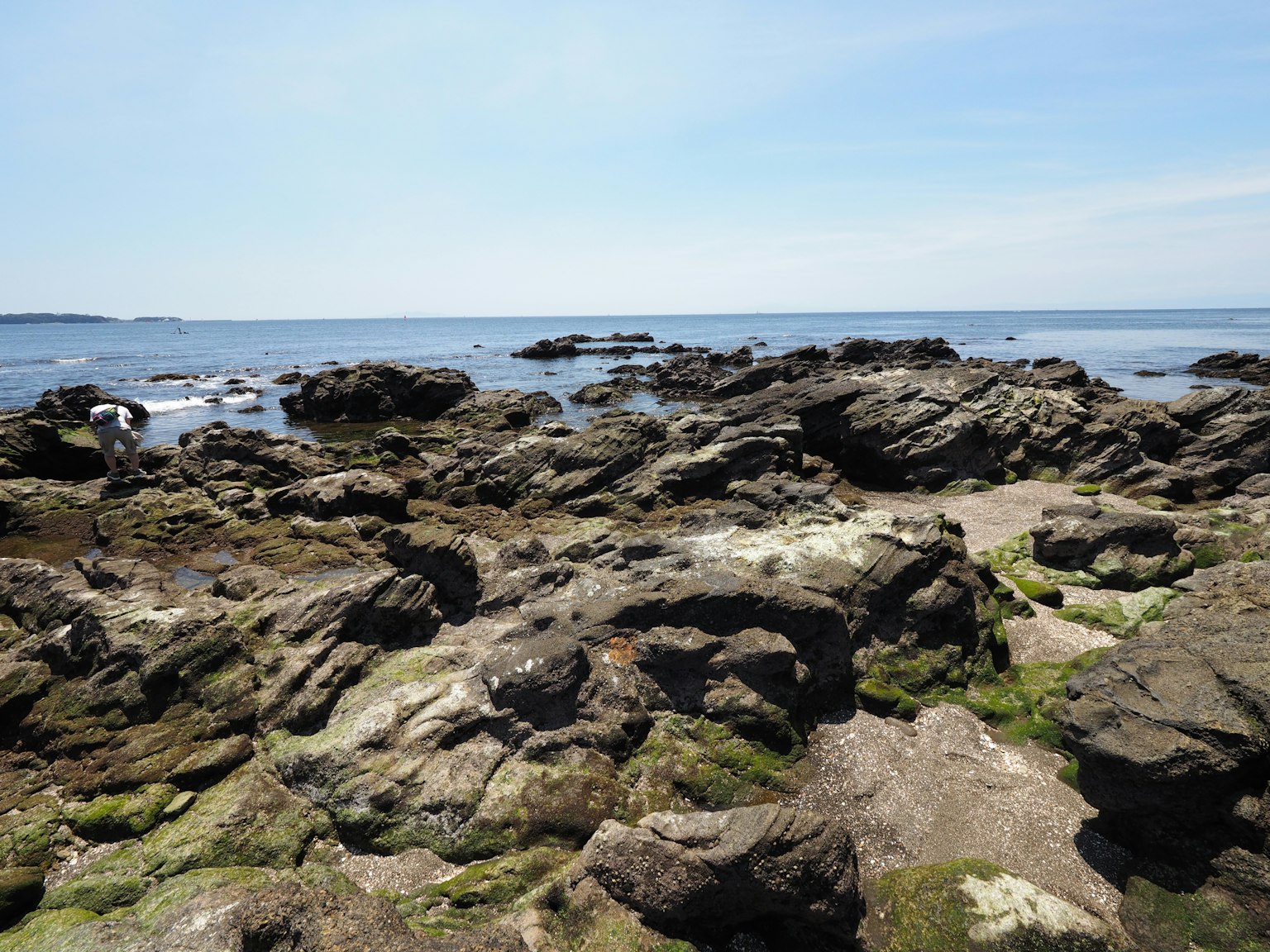 岩石海岸與平靜的海洋景觀