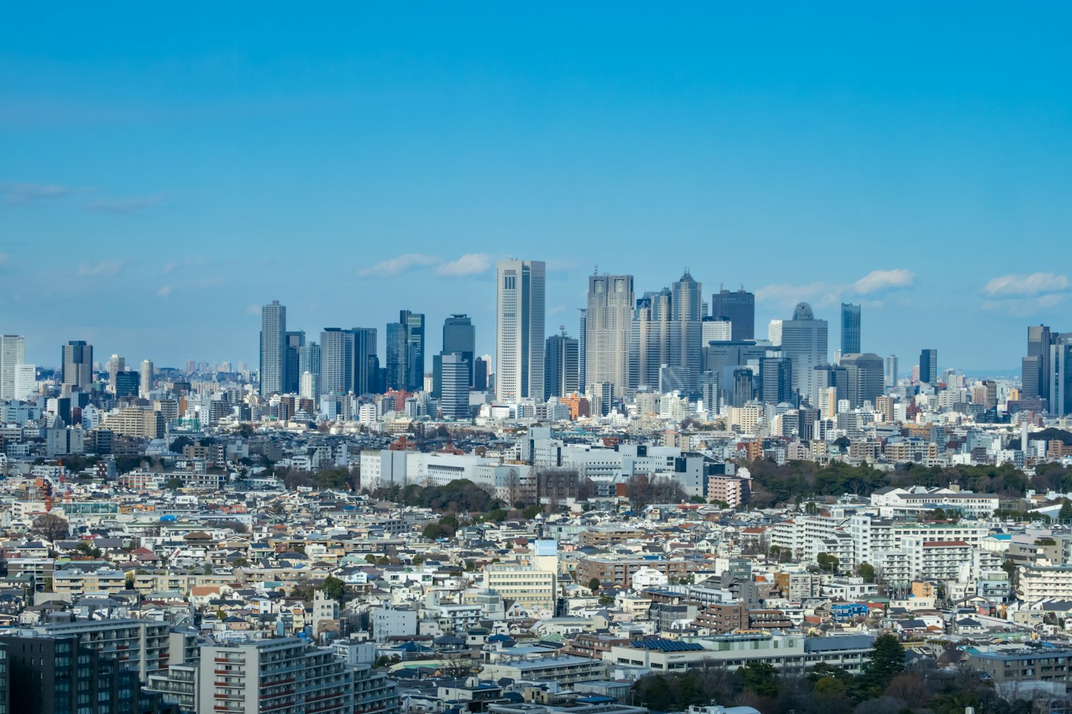 Vista panoramica dello skyline di Tokyo con grattacieli