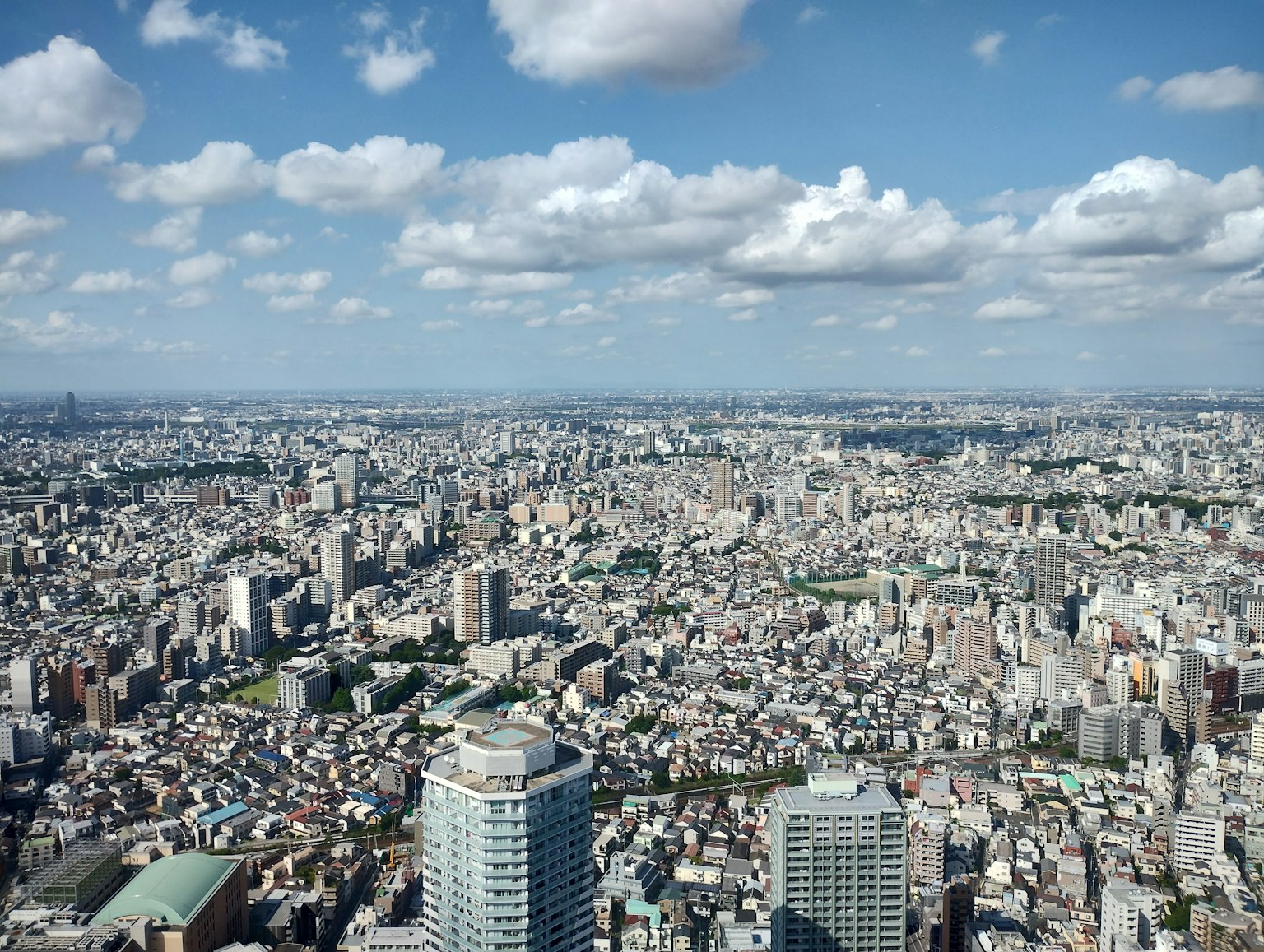 Panoramic view of Tokyo skyline with high-rise buildings and sprawling cityscape