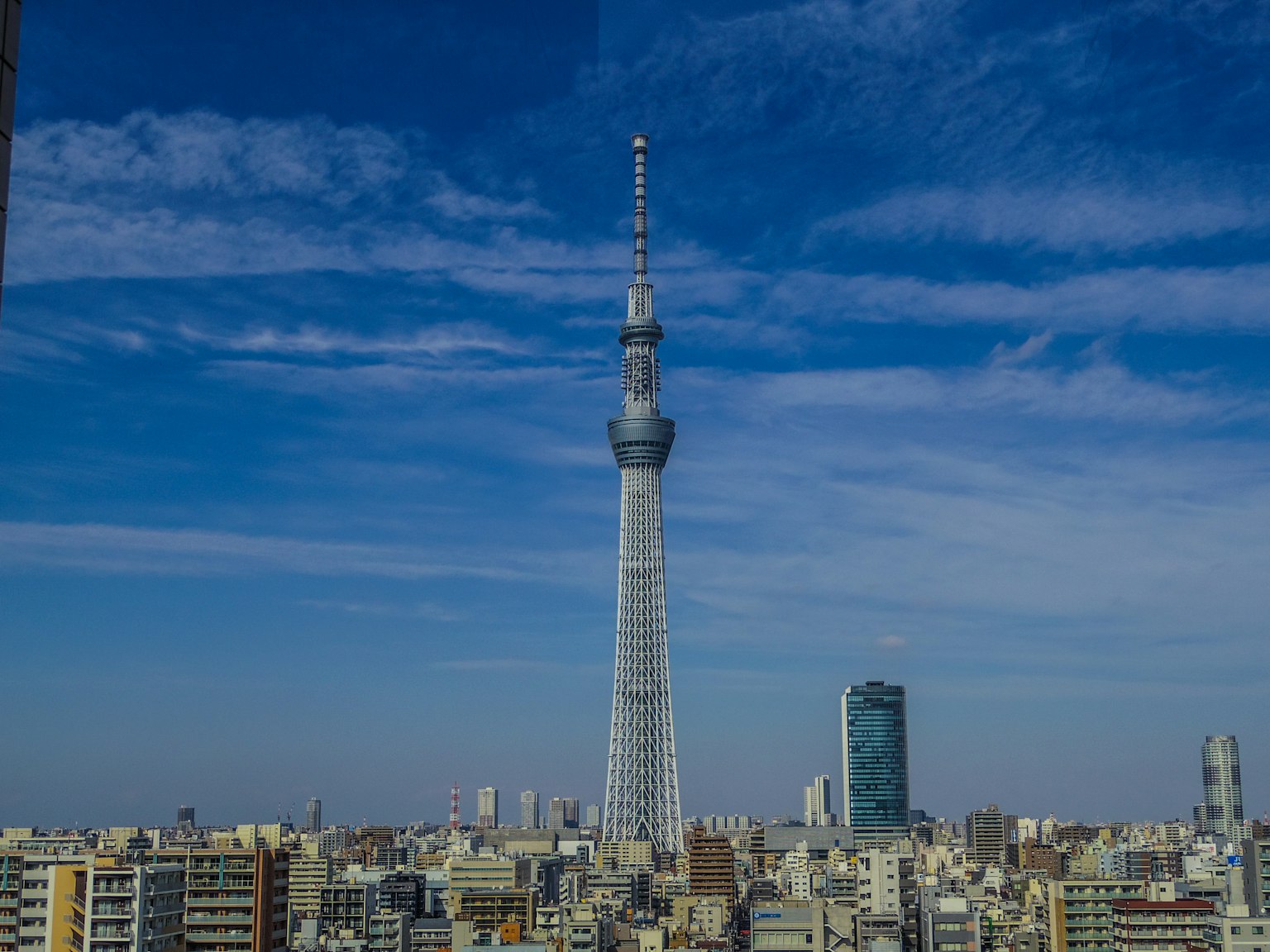 Tokyo Skytree against a clear blue sky