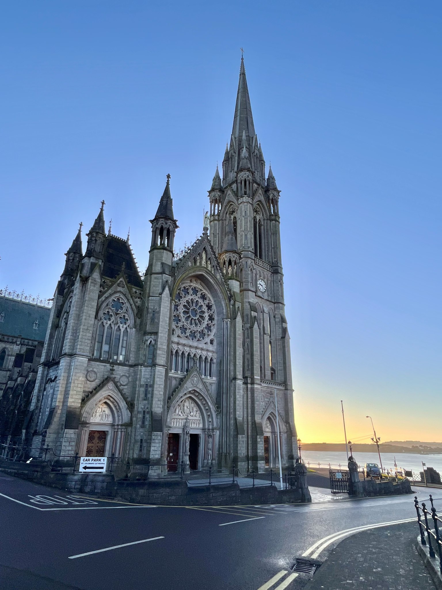 Beautiful church exterior with a prominent spire and intricate architecture