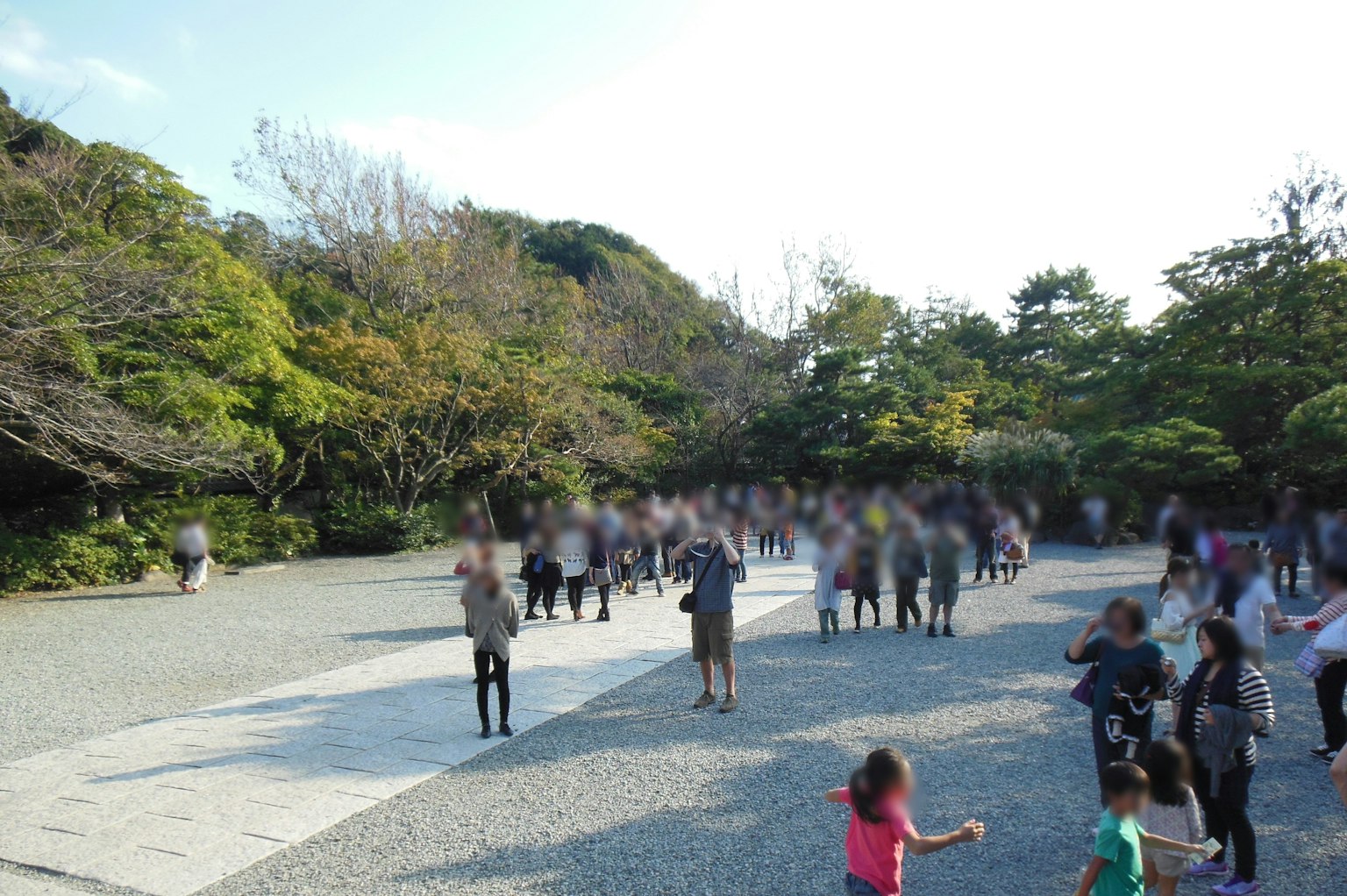 A crowd of people engaging in activities in a park with lush greenery and an open sky