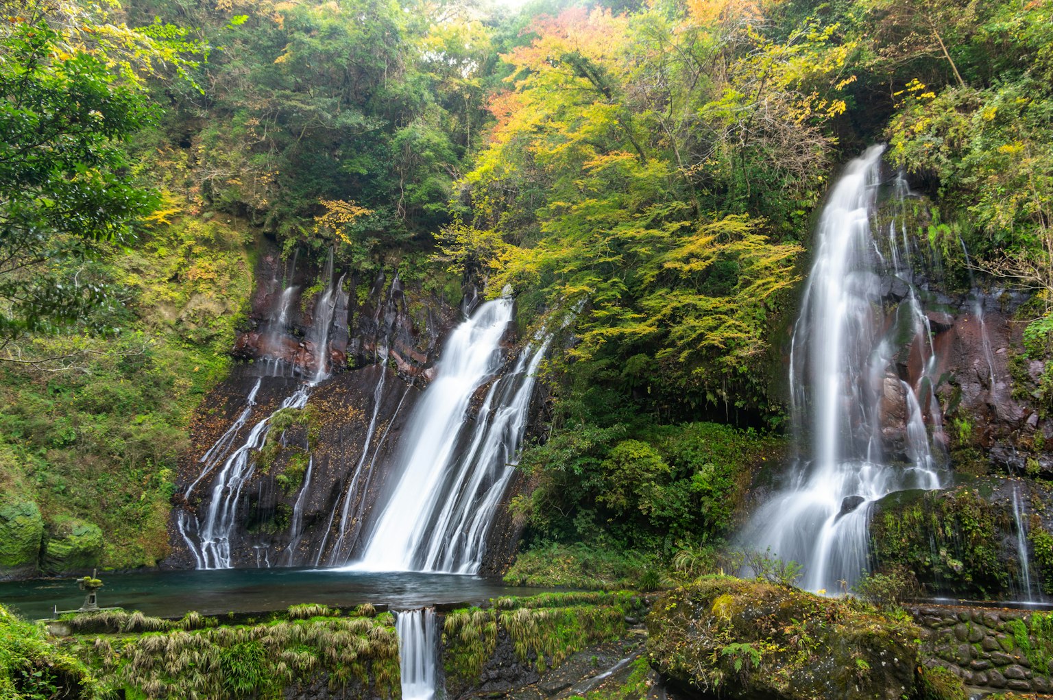Magnifiques chutes d'eau entourées de verdure luxuriante