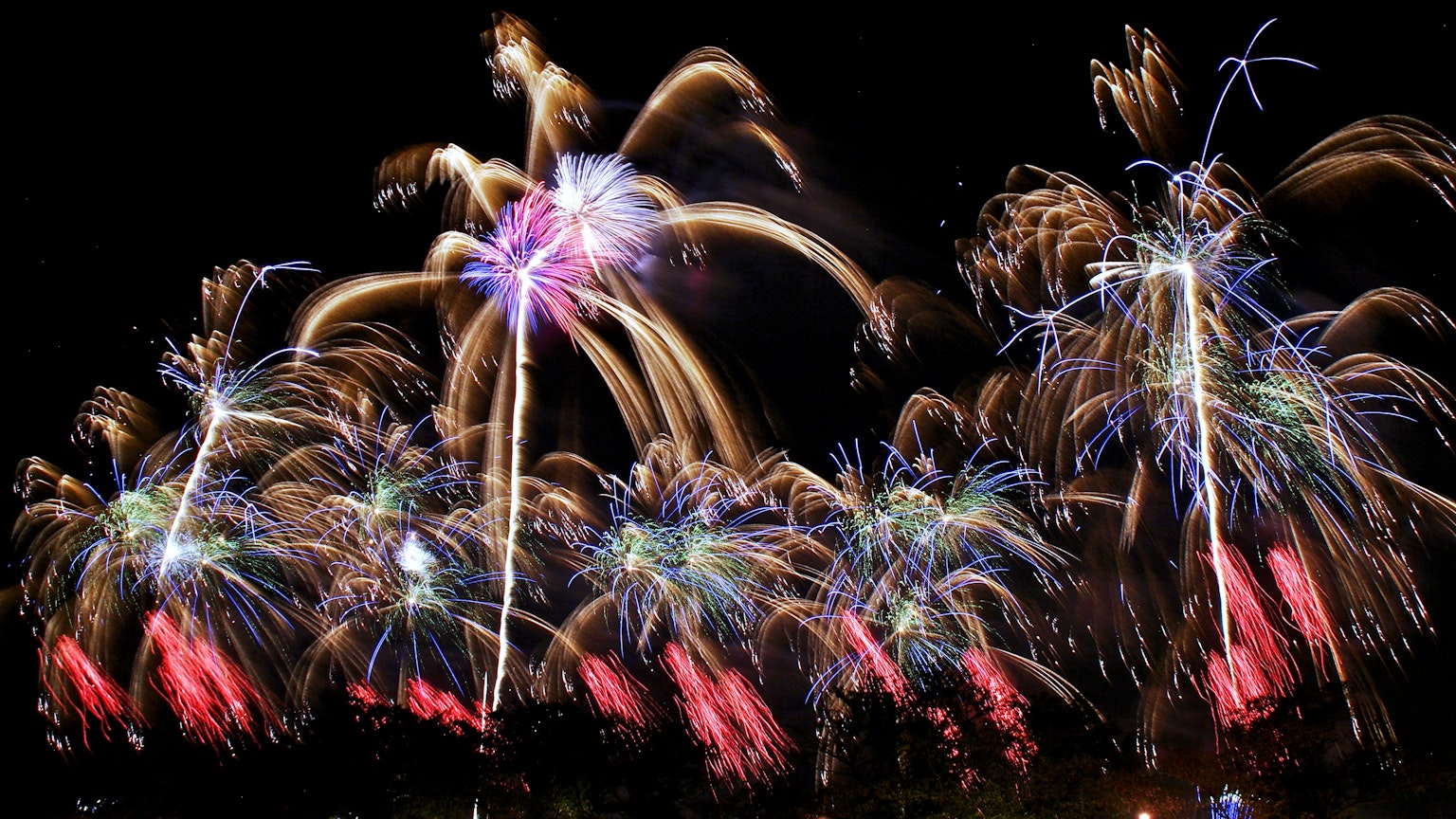 Colorful fireworks display in the night sky