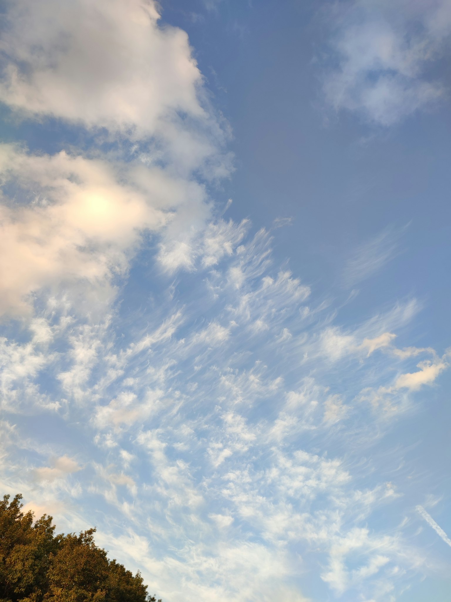 Motivi nuvolosi e colori in un cielo blu