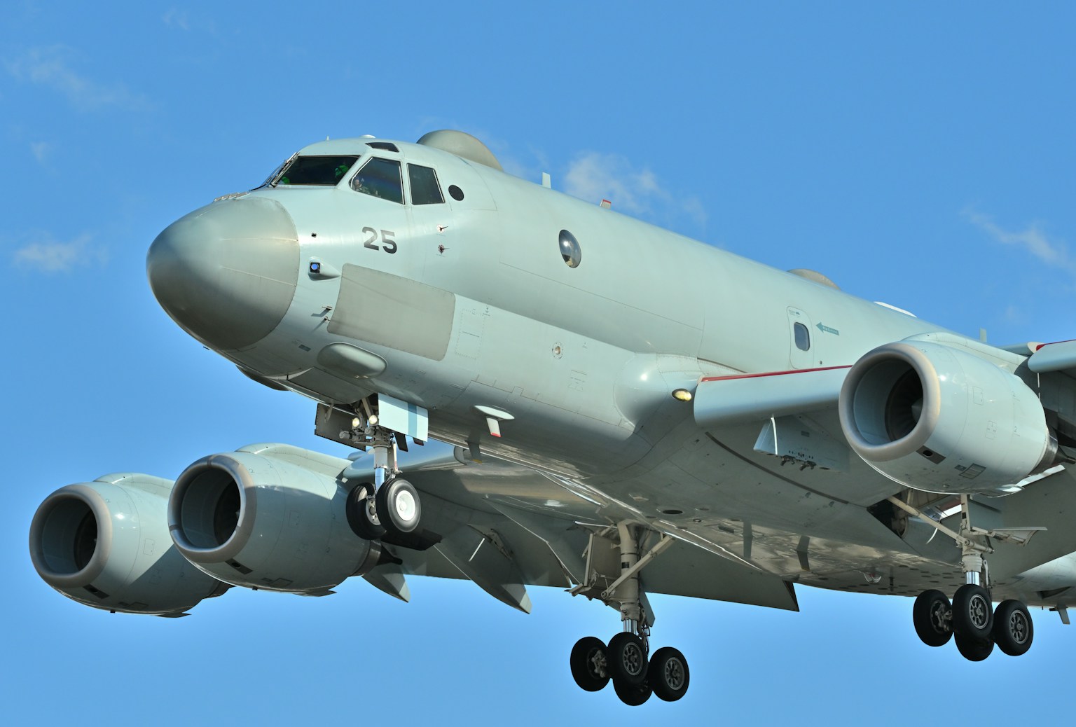 Weißes Flugzeug, das durch den Himmel gleitet