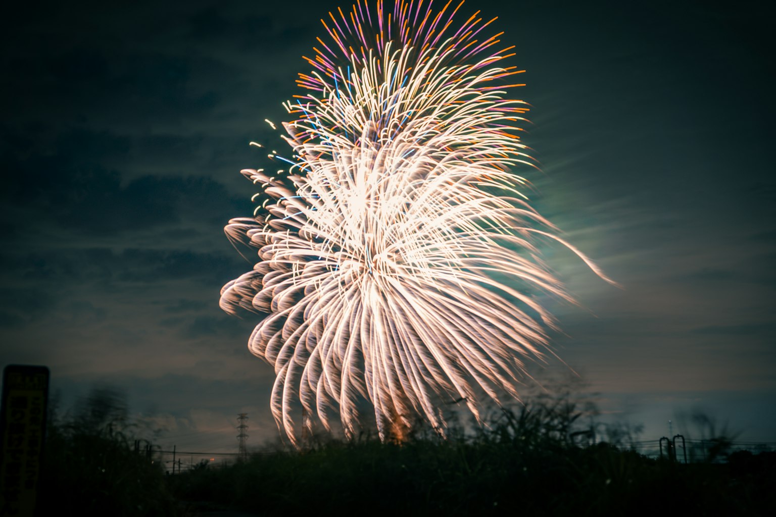 Spettacolo di fuochi d'artificio vivaci nel cielo notturno