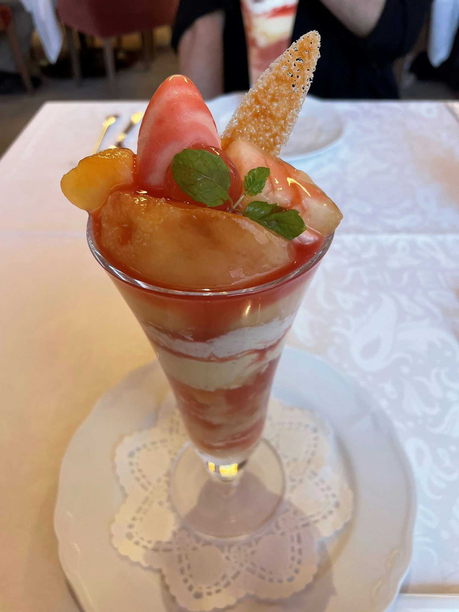 A beautiful dessert parfait served in a glass