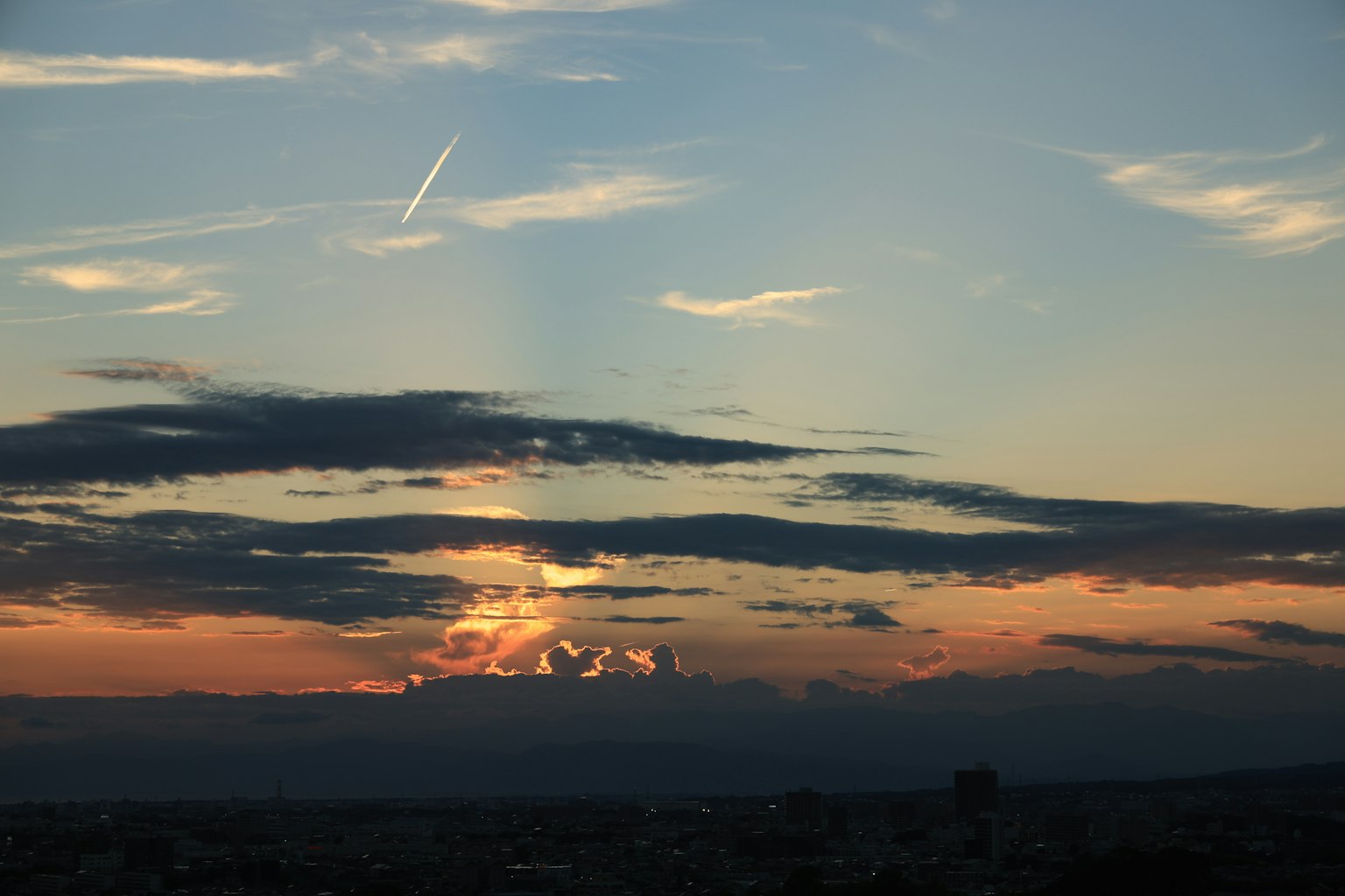 Stunning sunset with clouds and colorful sky