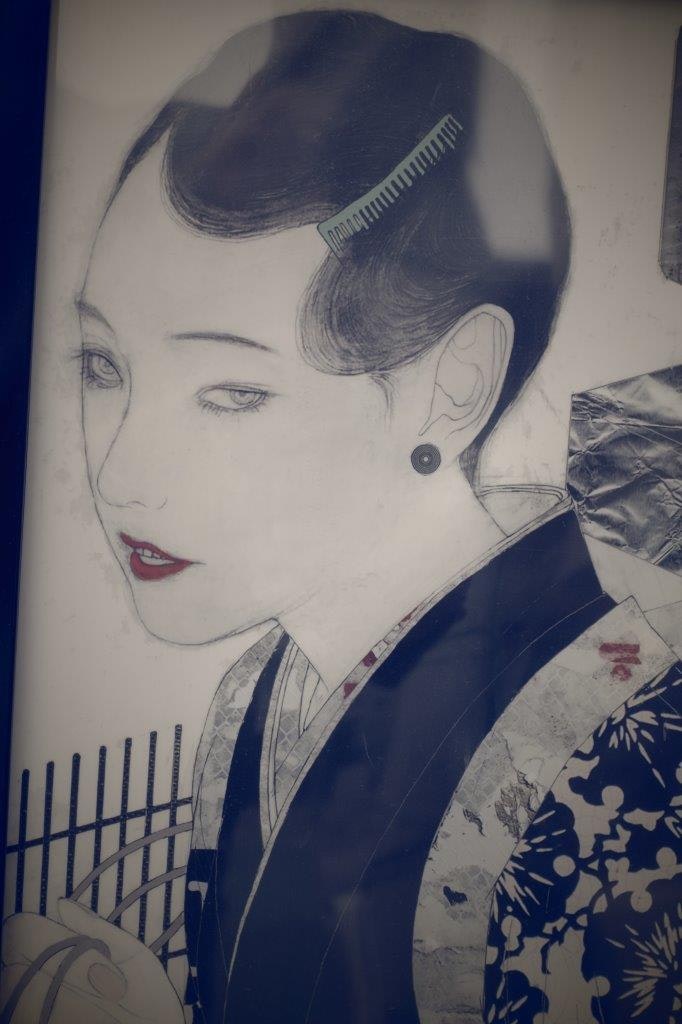 穿和服的女性插畫特寫