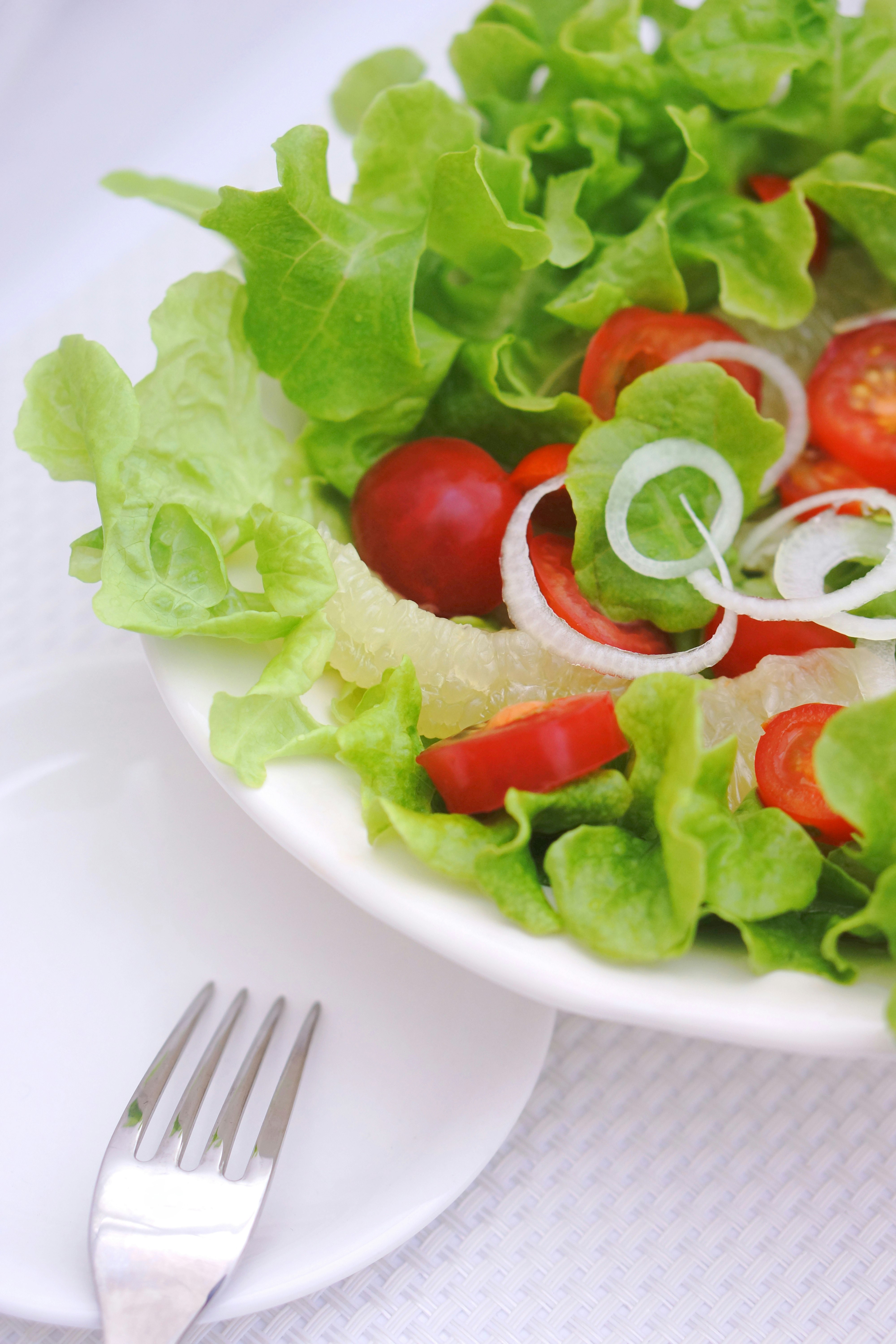 verdure di insalata fresche su un piatto bianco