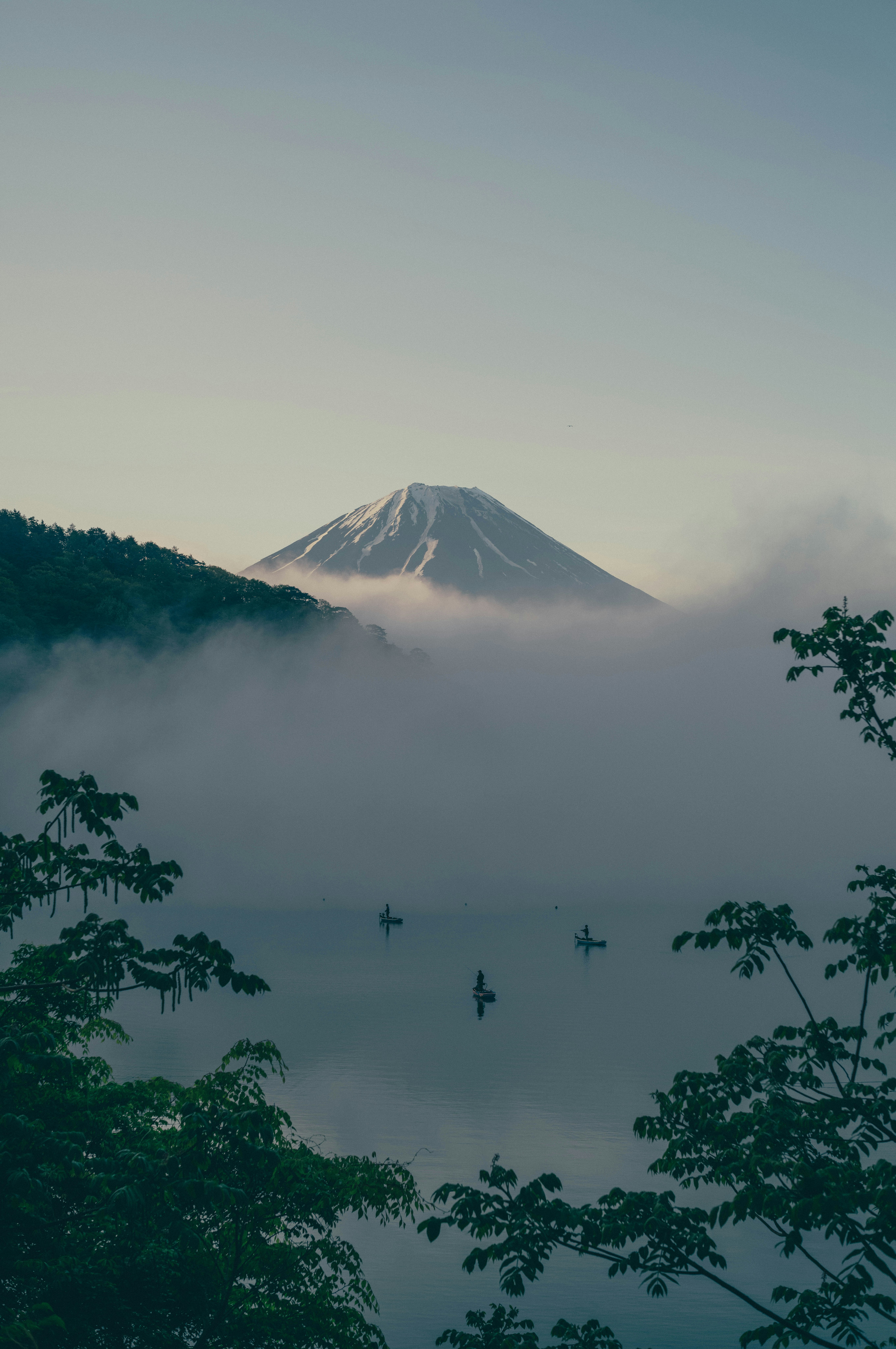 霧に包まれた山並みと雲海の眺め