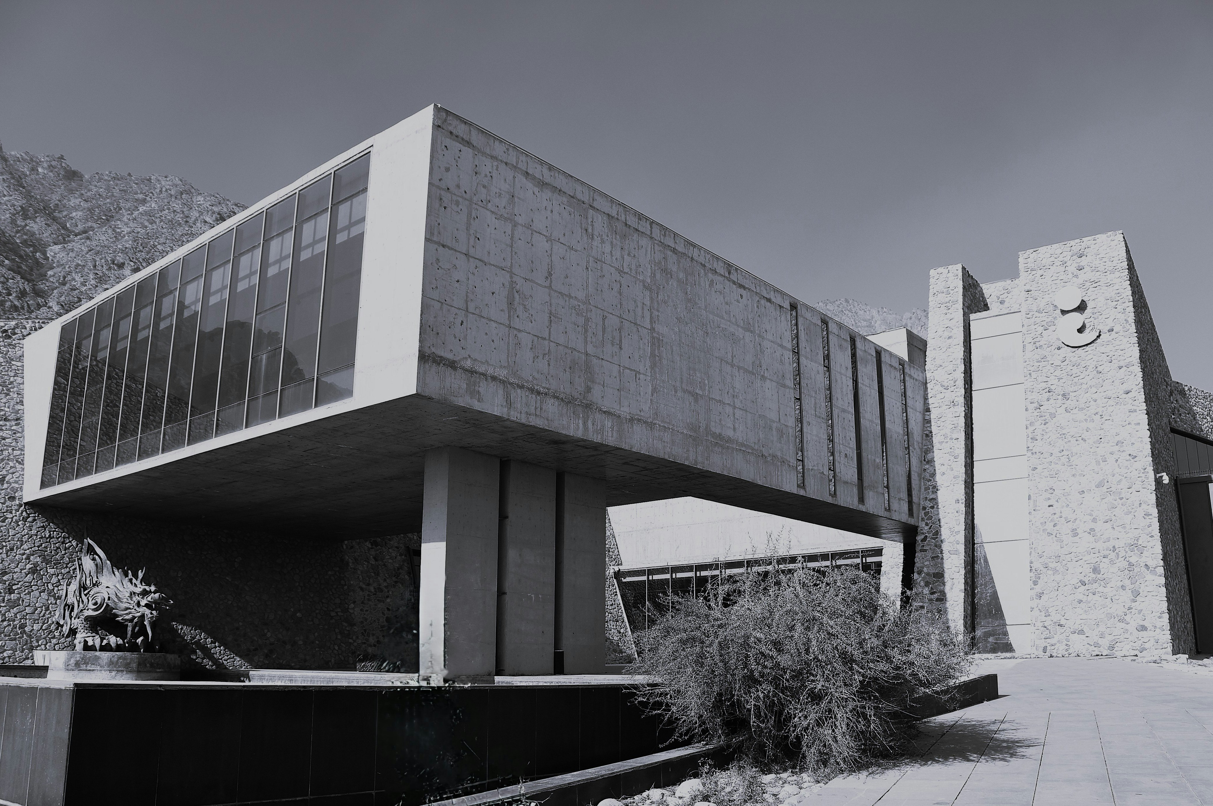 snowy museum exterior