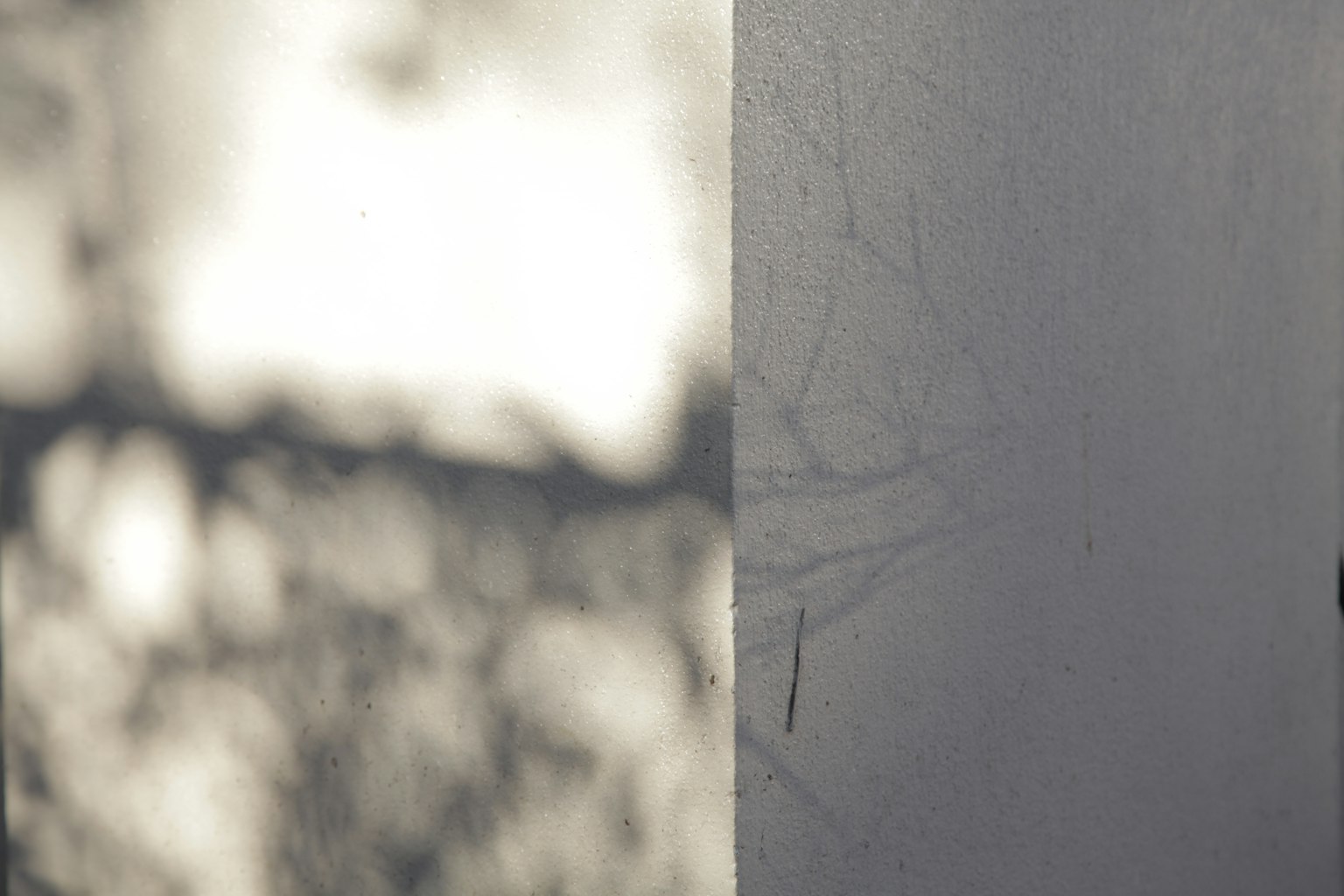 Abstract wall section with black and white contrast featuring delicate shadows