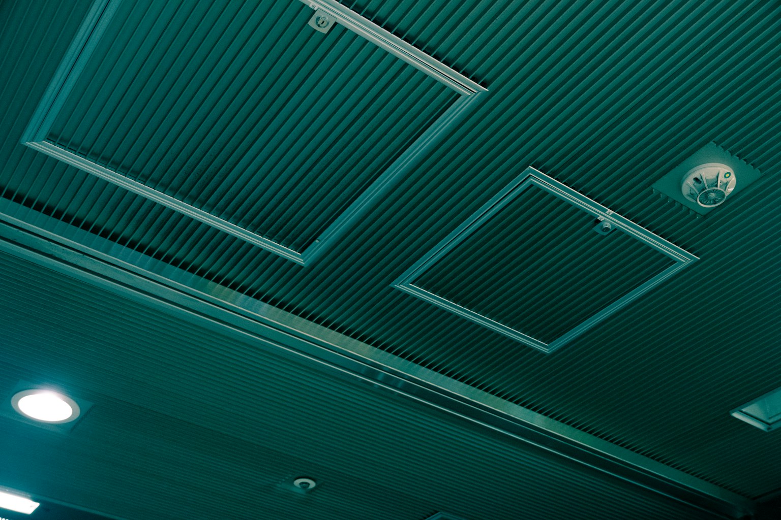 Image showing ceiling panels and lighting in an indoor space