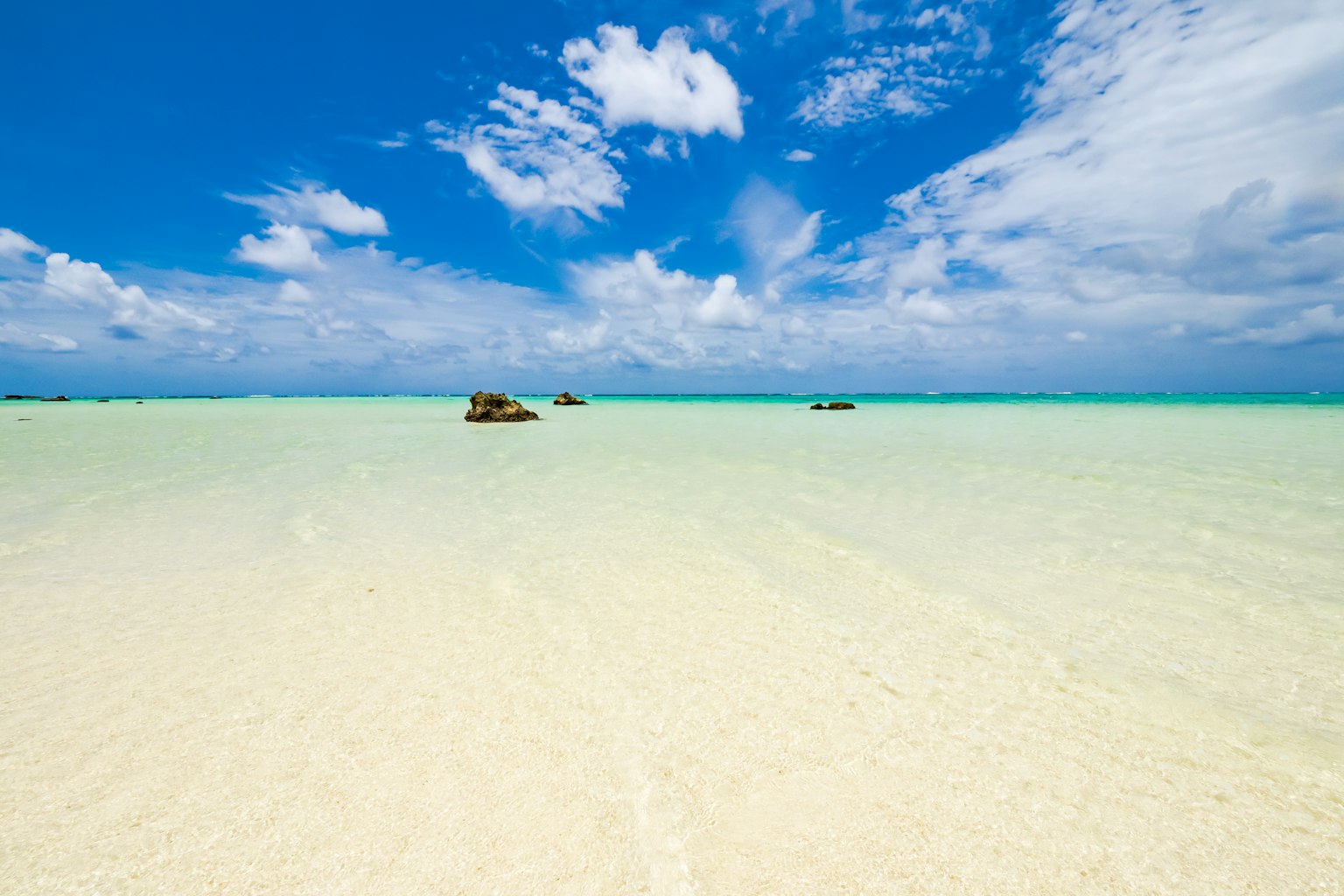 Paysage de plage magnifique avec ciel bleu et océan clair