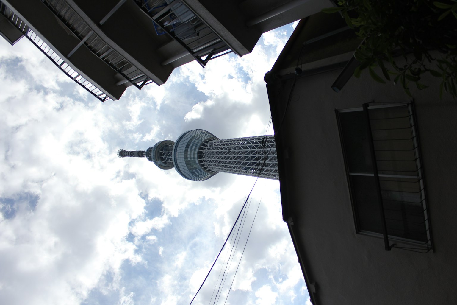 Cảnh Tokyo Skytree từ khu dân cư