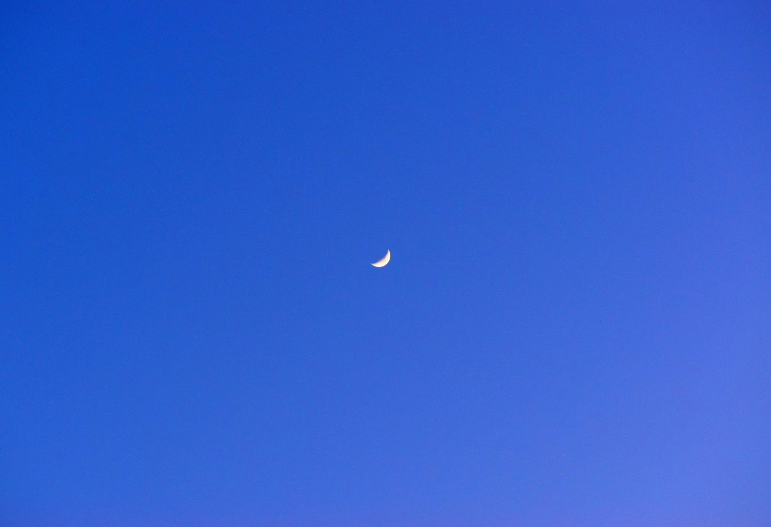 Bulan sabit di langit senja biru