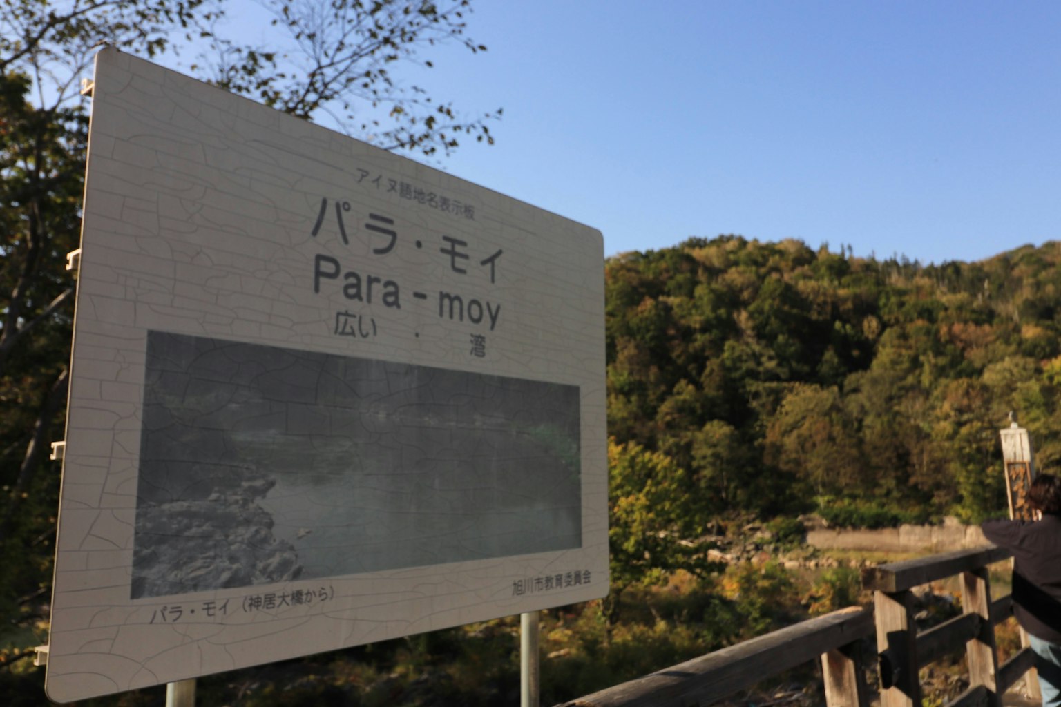 Cartello per Para-moy circondato da vegetazione e cielo blu