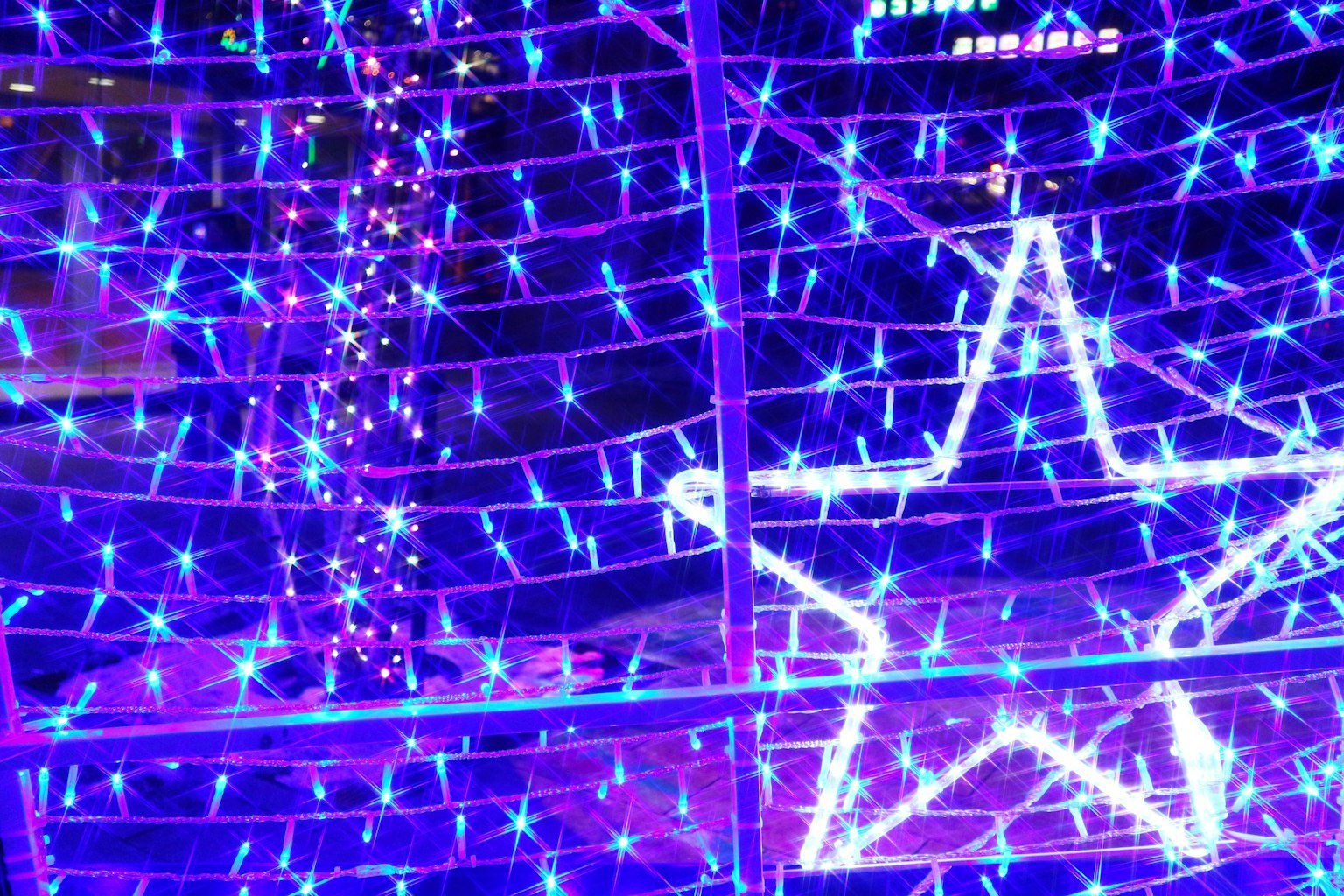 Blue light decorations featuring a star shape