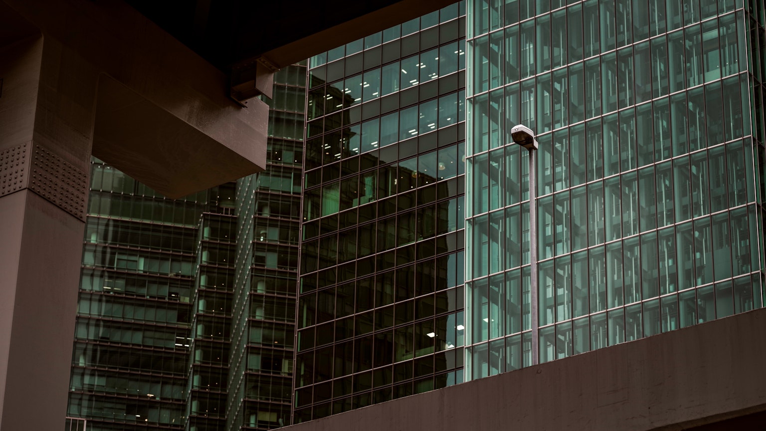 Reflection of glass buildings with modern architectural design